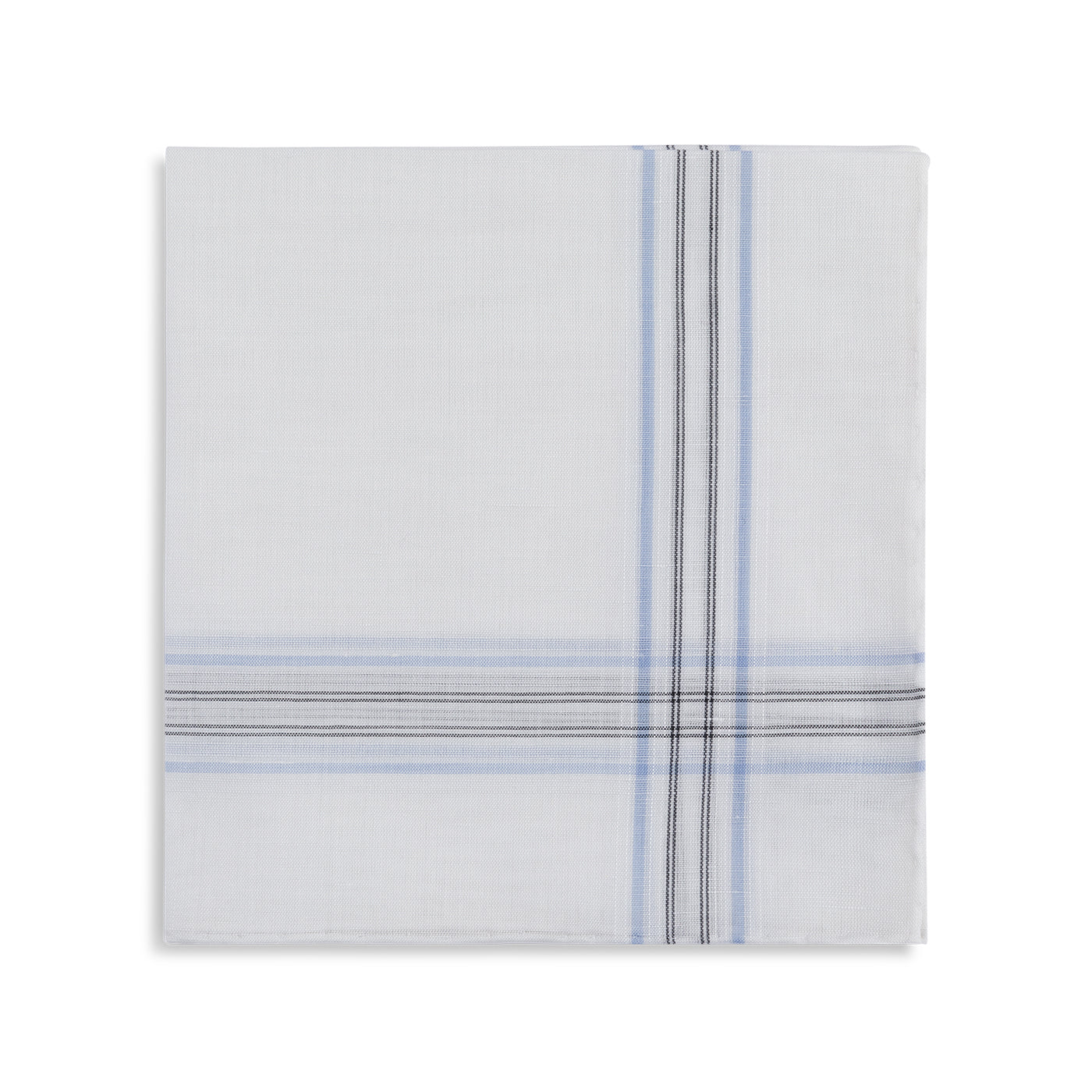 Simonnot Godard "Aran" Pocket Square in White with Blue & Black Check