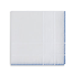 Simonnot Godard "Vigny" Pocket Square in White with Blue Border