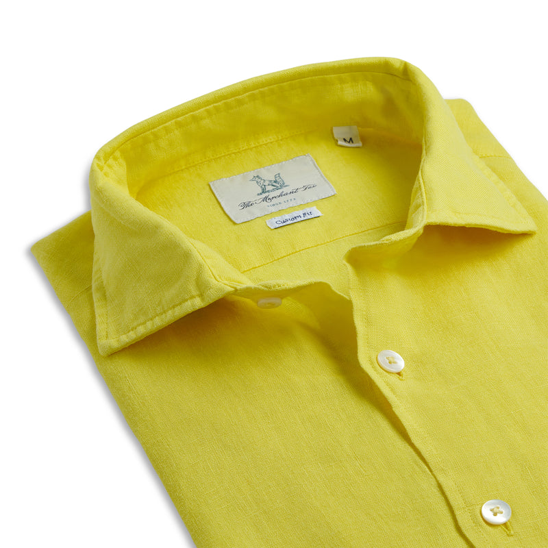 Spread Collar Linen Shirt in Tuscan Sunrise