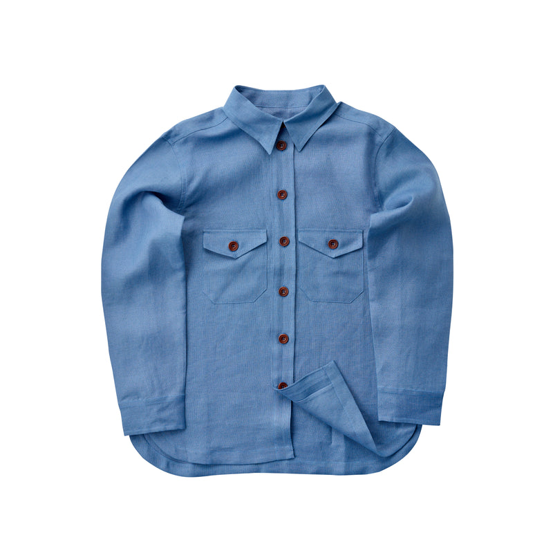 Lagan Blue Linen Overshirt