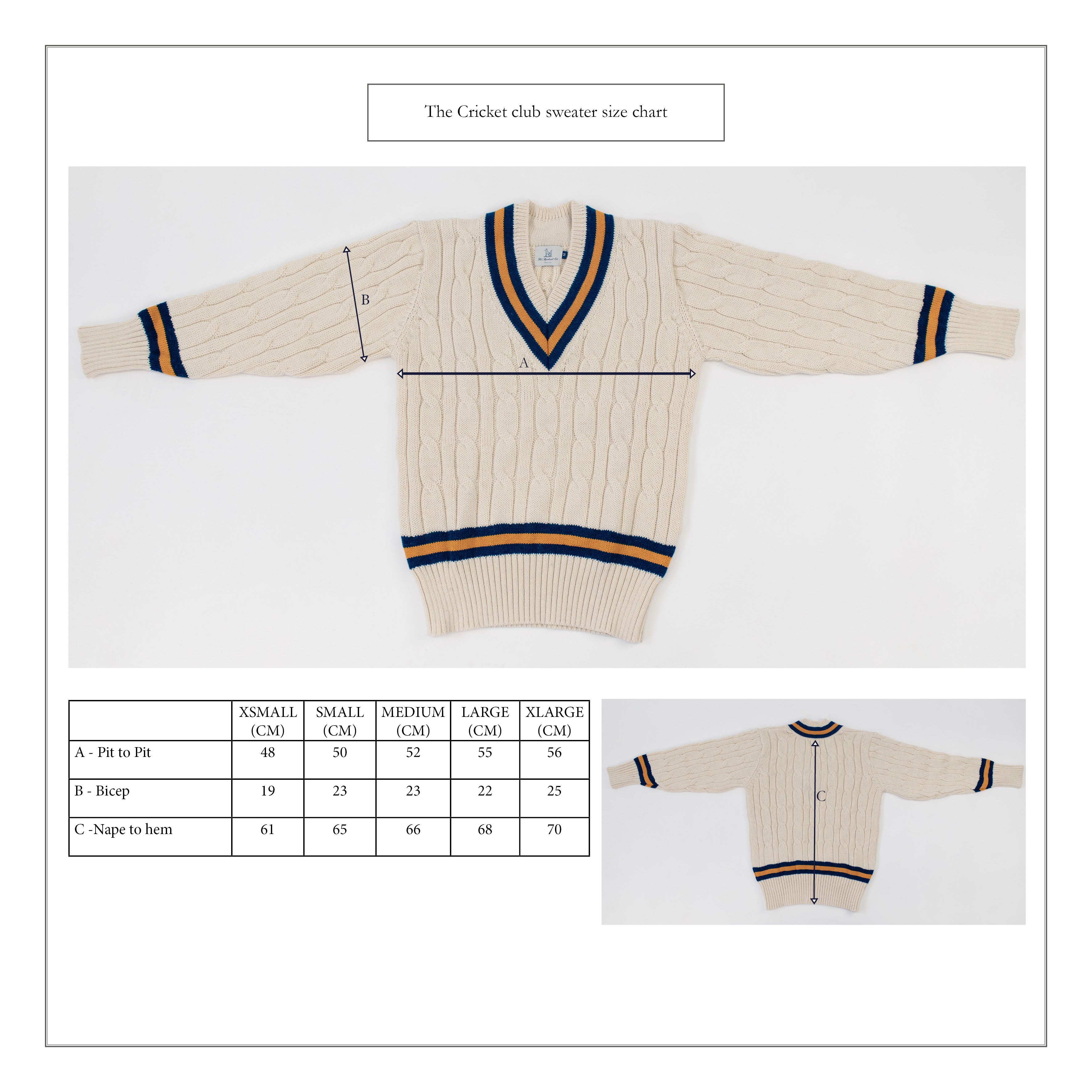 Fox Cricket Club Ecru Sweater with Green & Gold Stripes