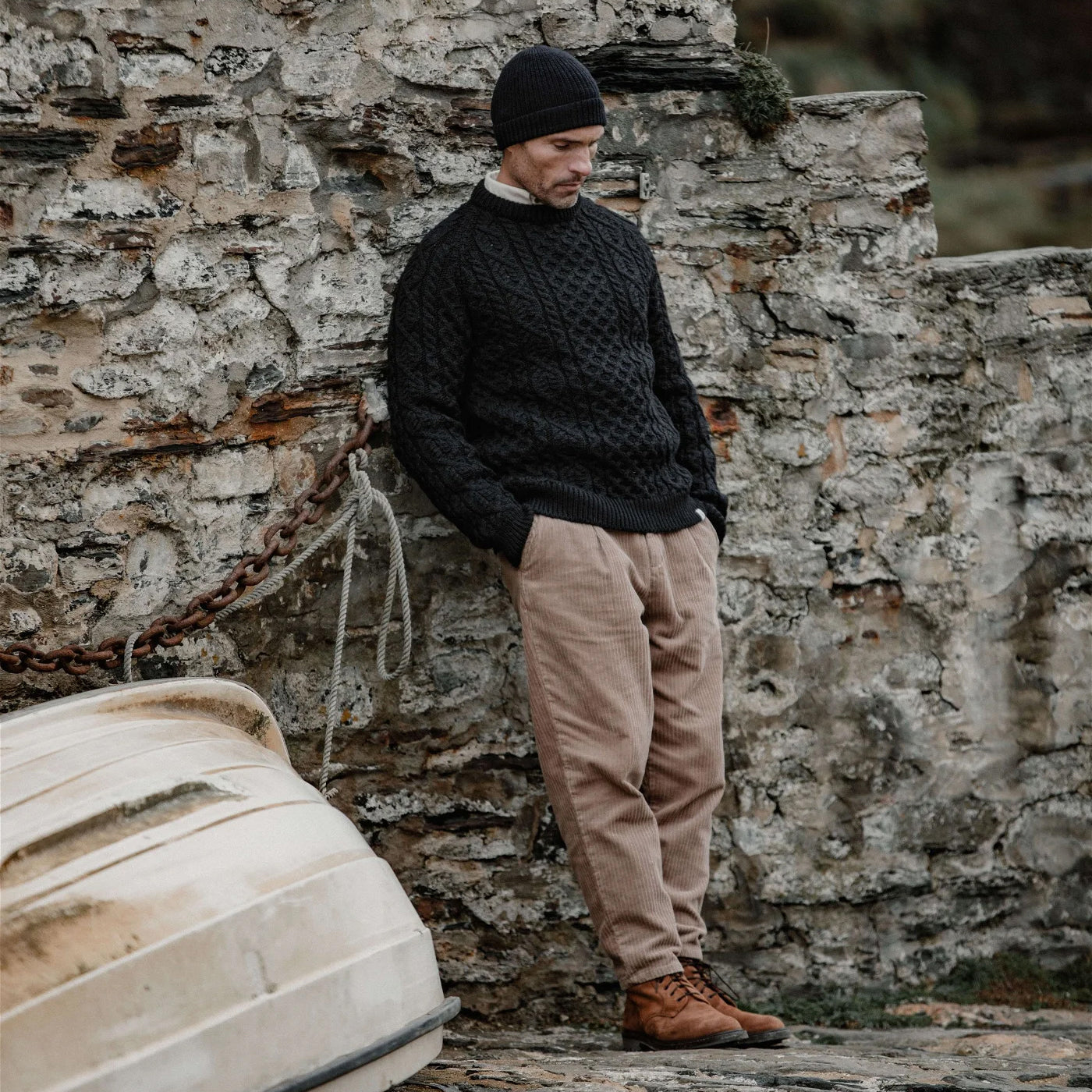 The Traditional Wool Cable Knit Navy Jumper