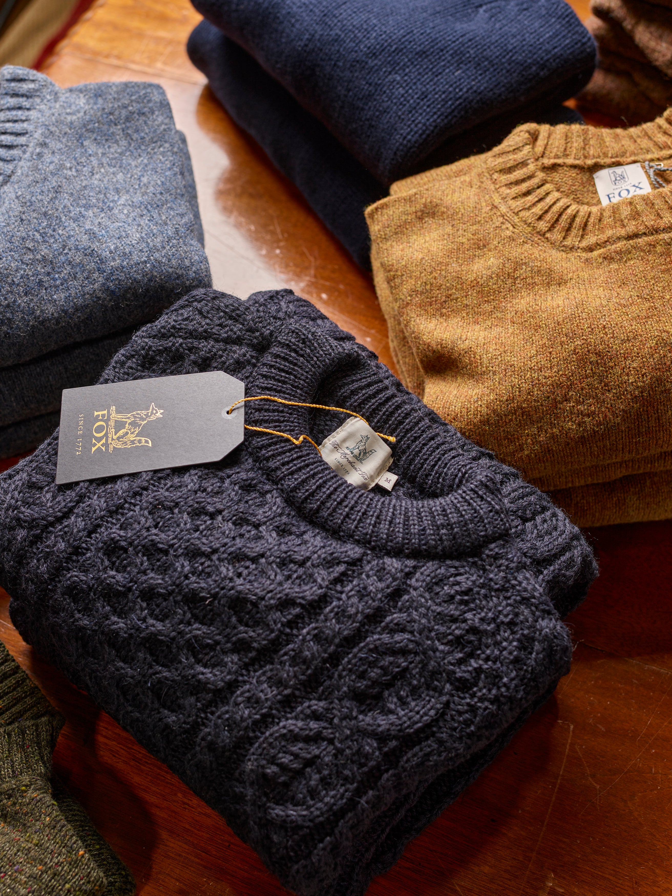 The Traditional Wool Cable Knit Navy Jumper