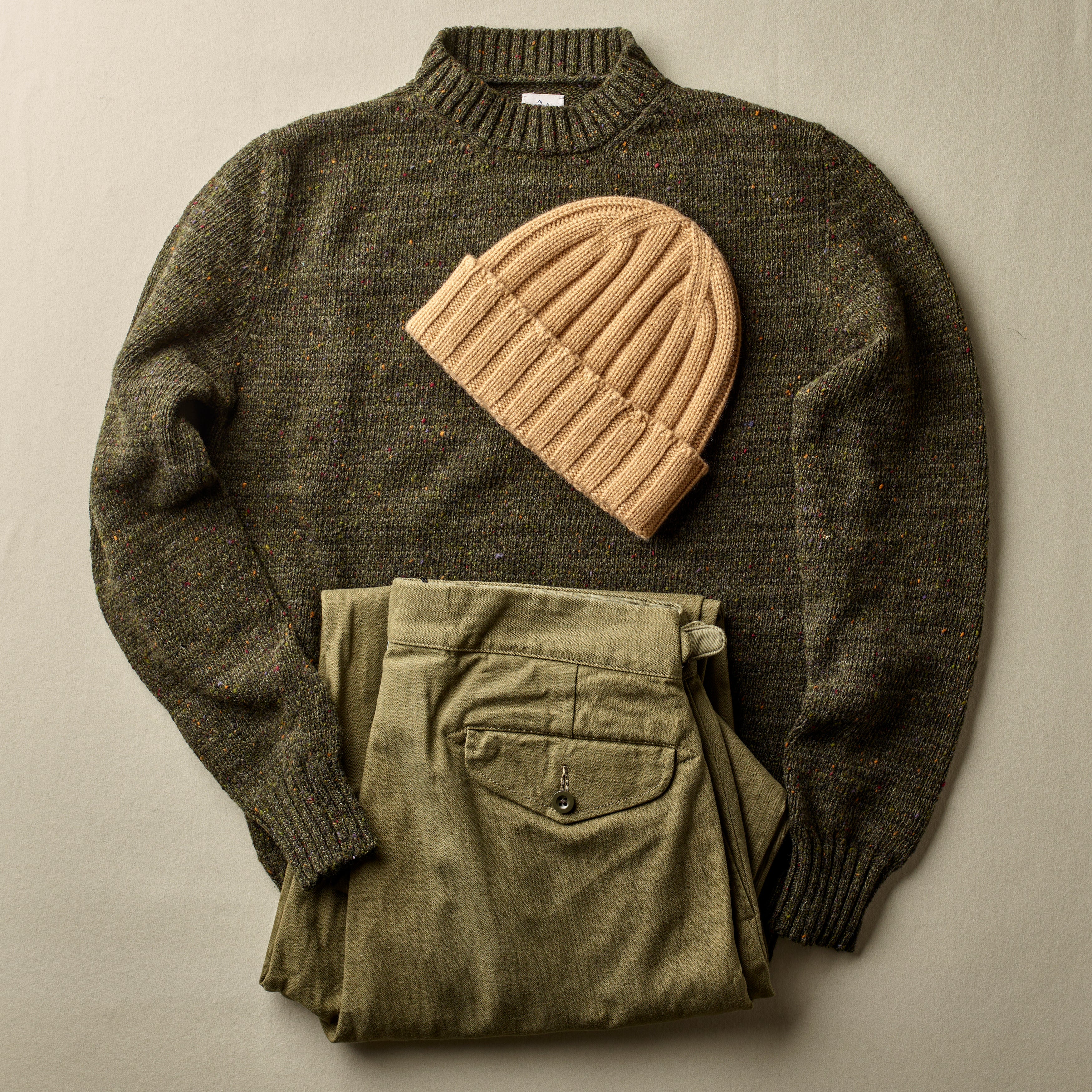 FOX x CORGI Green Donegal Wool Classic Crew Pullover