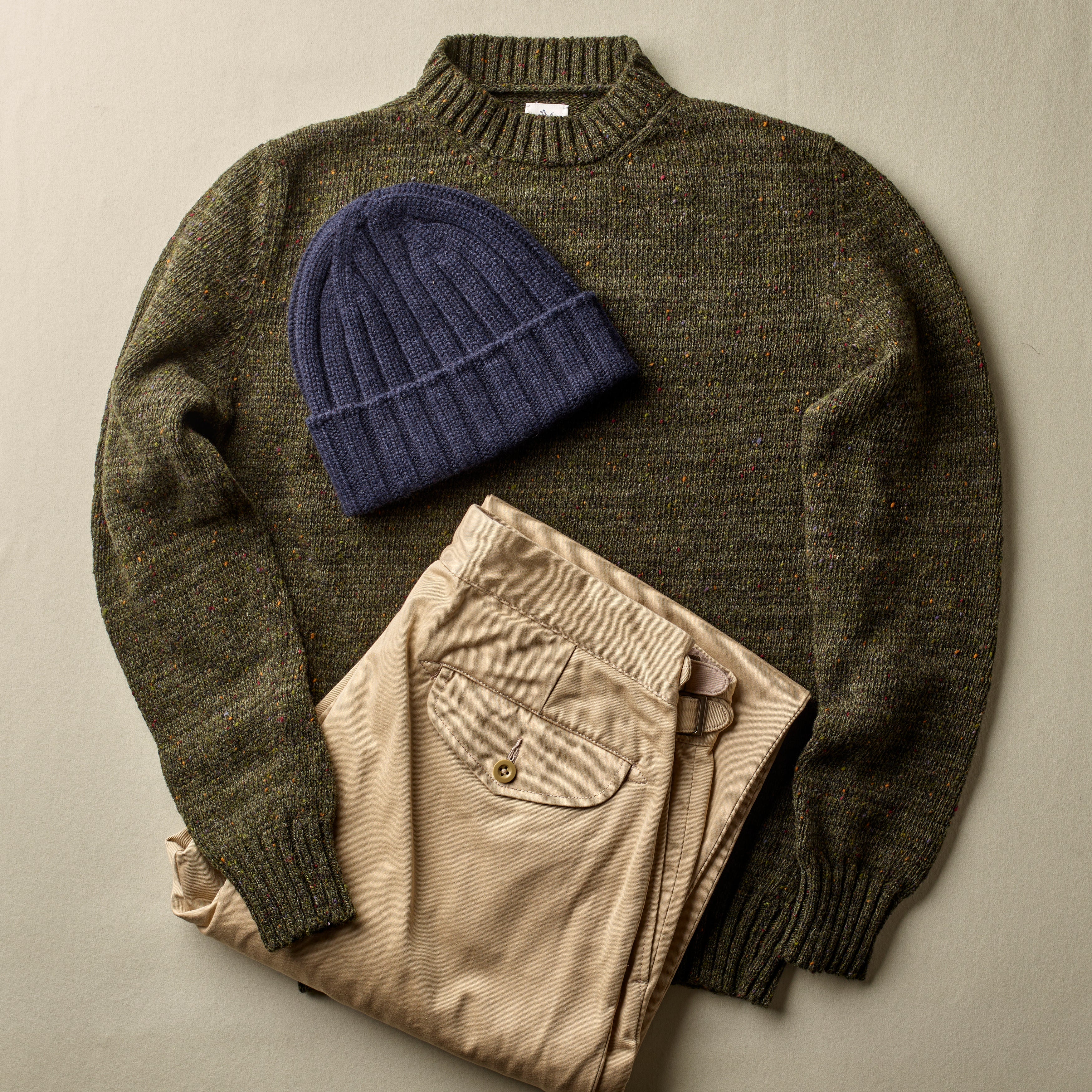 FOX x CORGI Green Donegal Wool Classic Crew Pullover