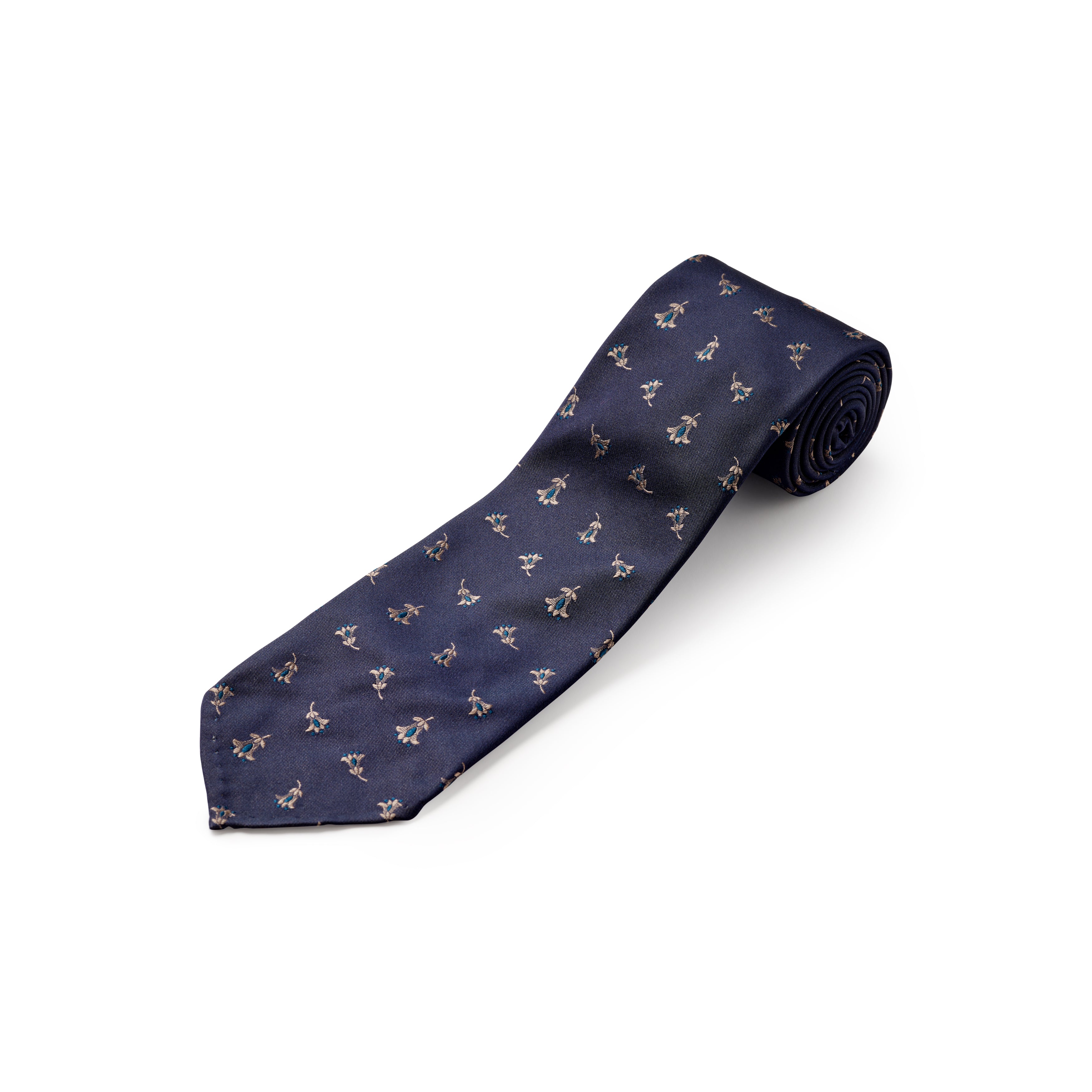 Tie Your Tie Navy Silk Motif Tie