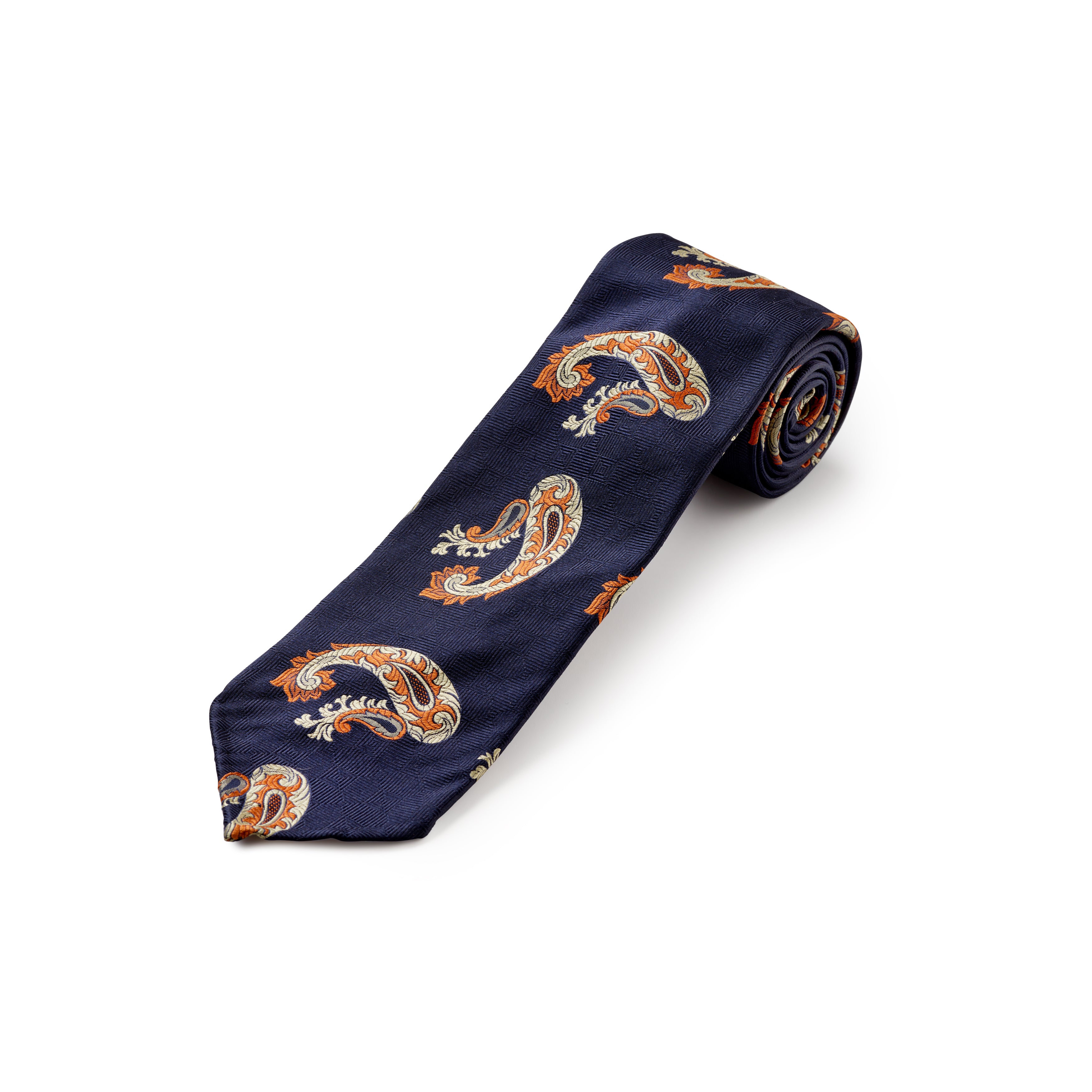 Tie Your Tie Navy Silk 3-Fold Paisley Tie