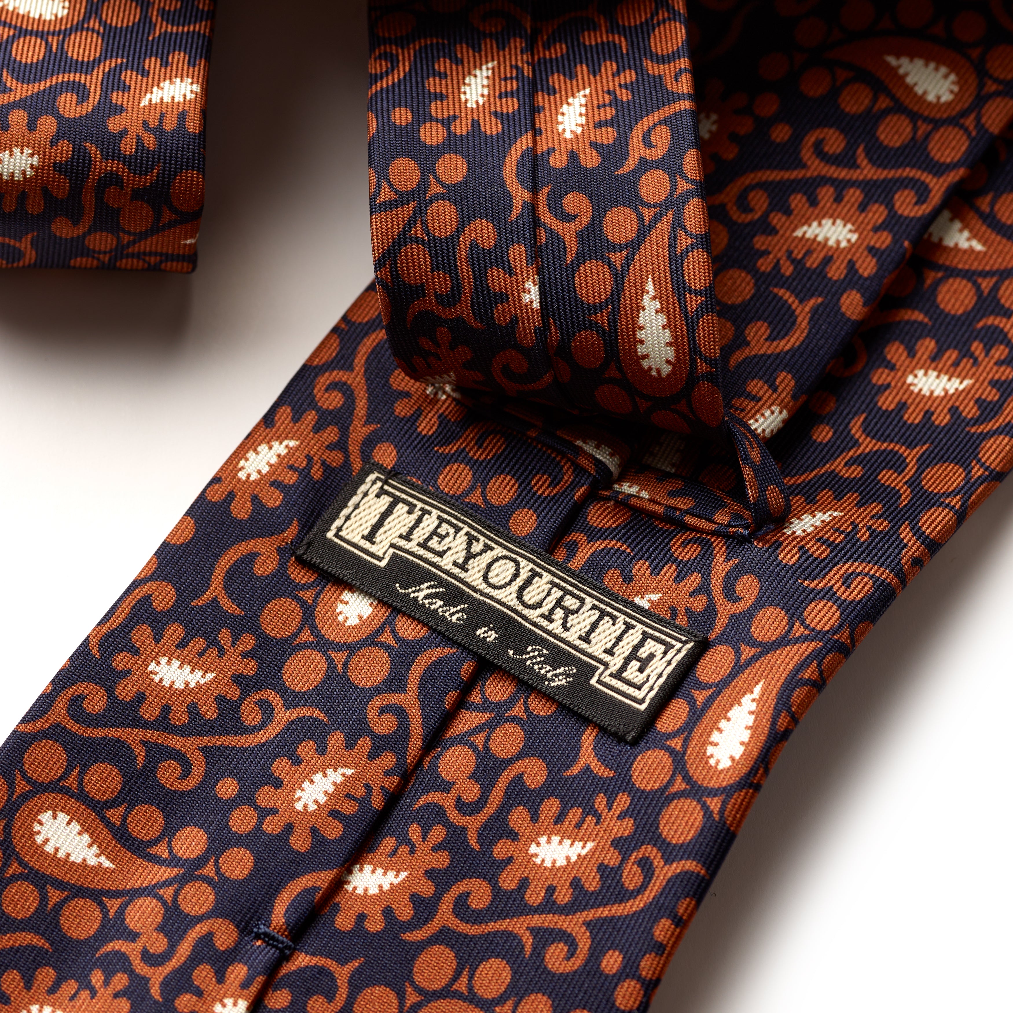Tie Your Tie Navy & Brown Silk Abstract Floral Tie