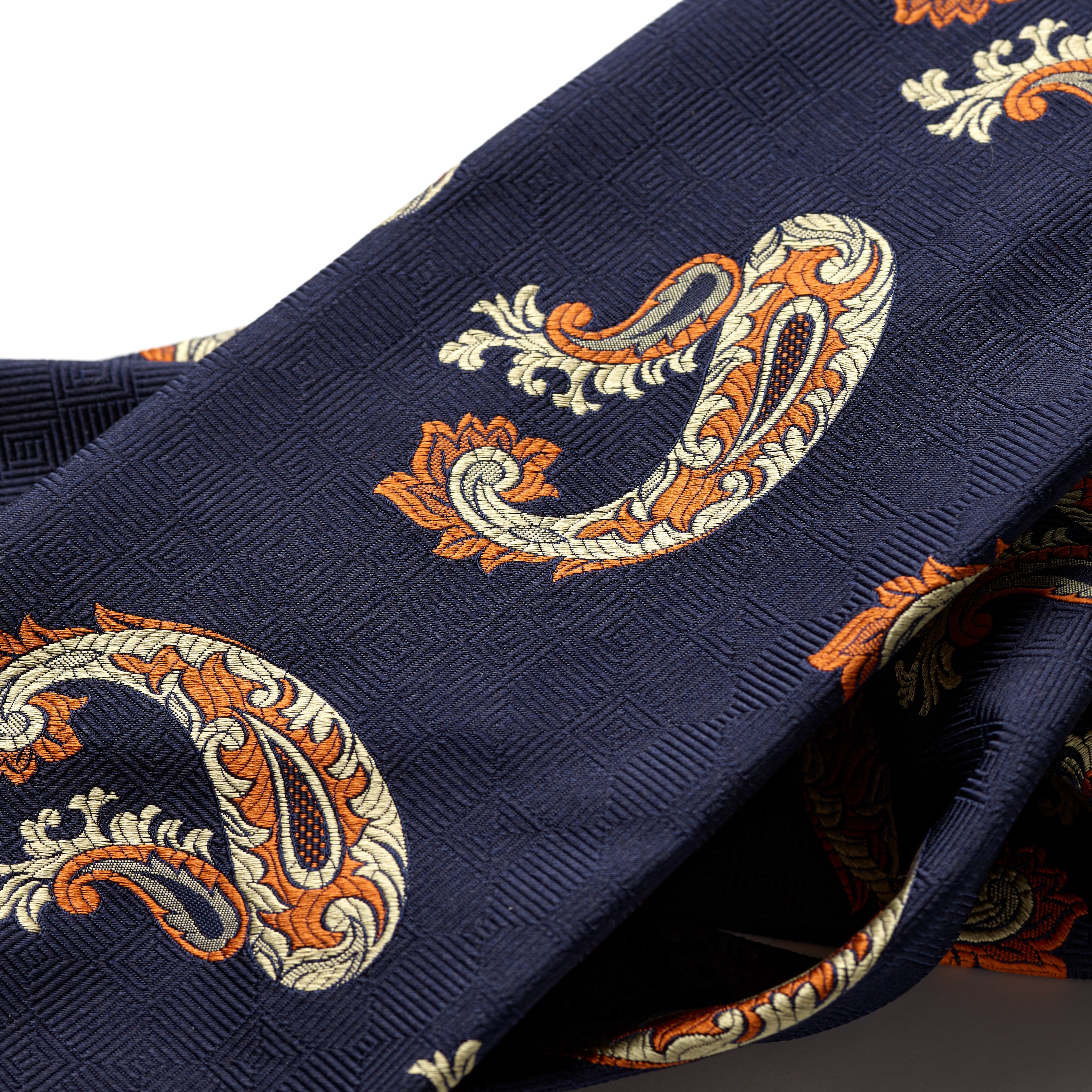 Tie Your Tie Navy Silk 3-Fold Paisley Tie