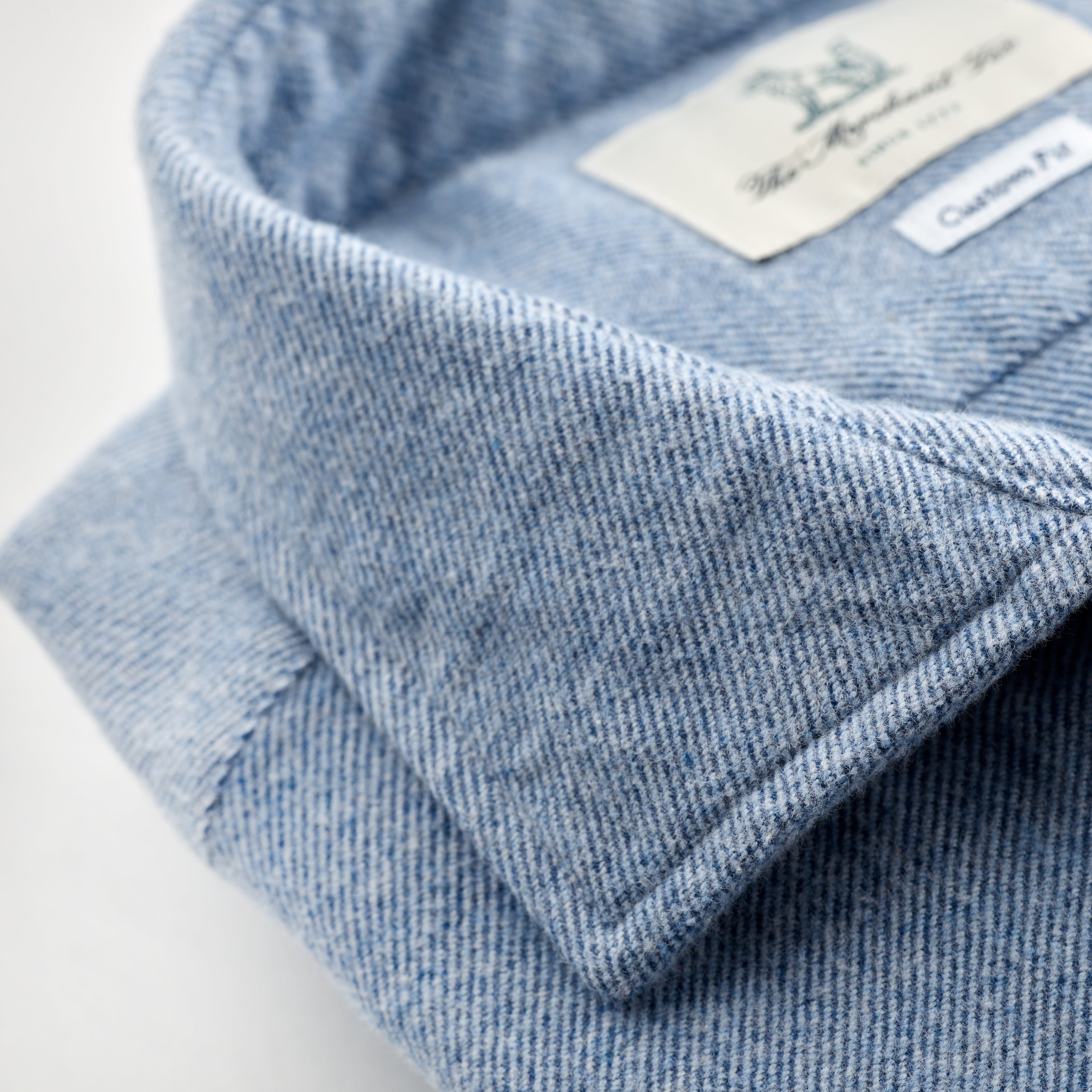 Double brushed spread collar shirt in denim blue