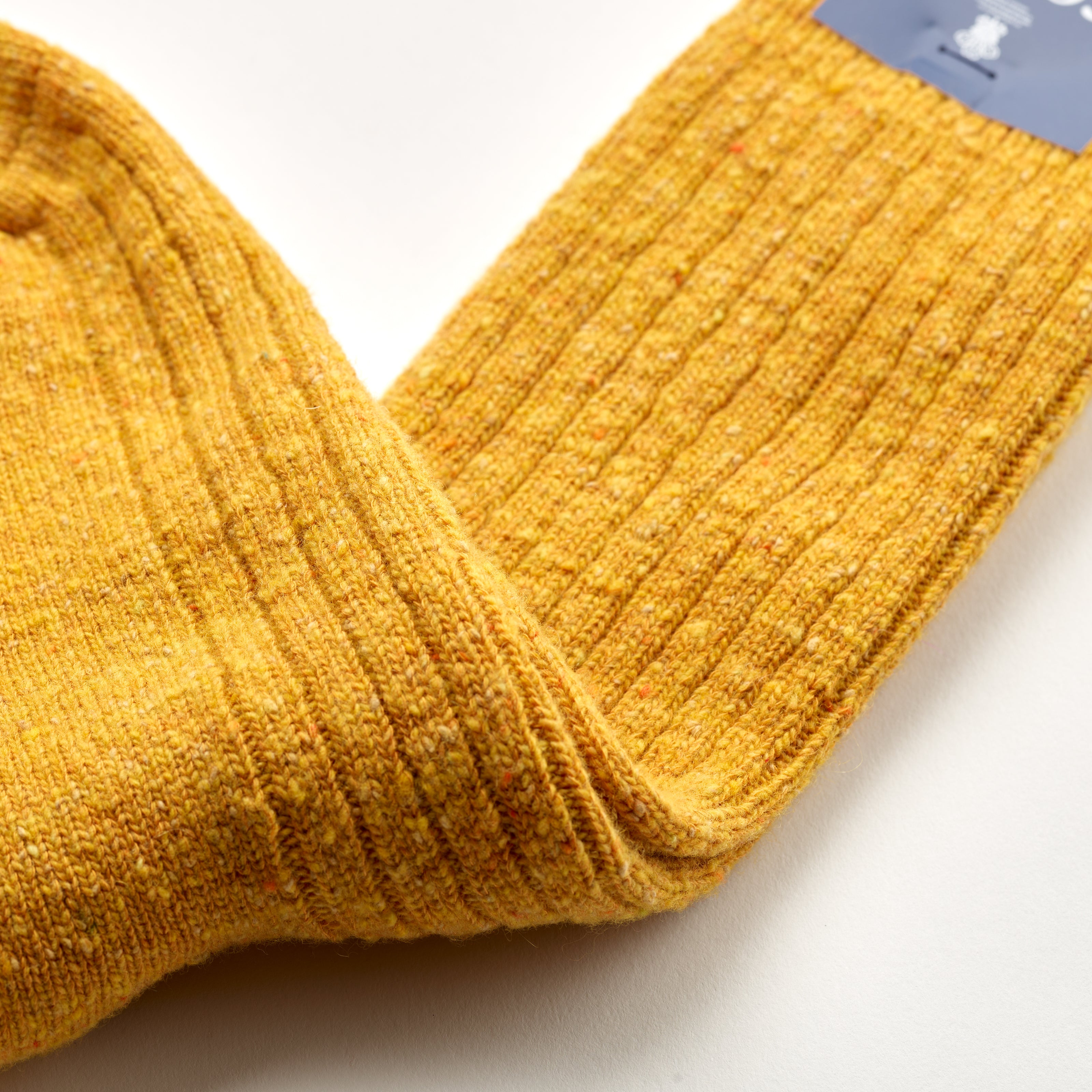 Corgi Plain Ribbed Donegal Wool Socks : Gold