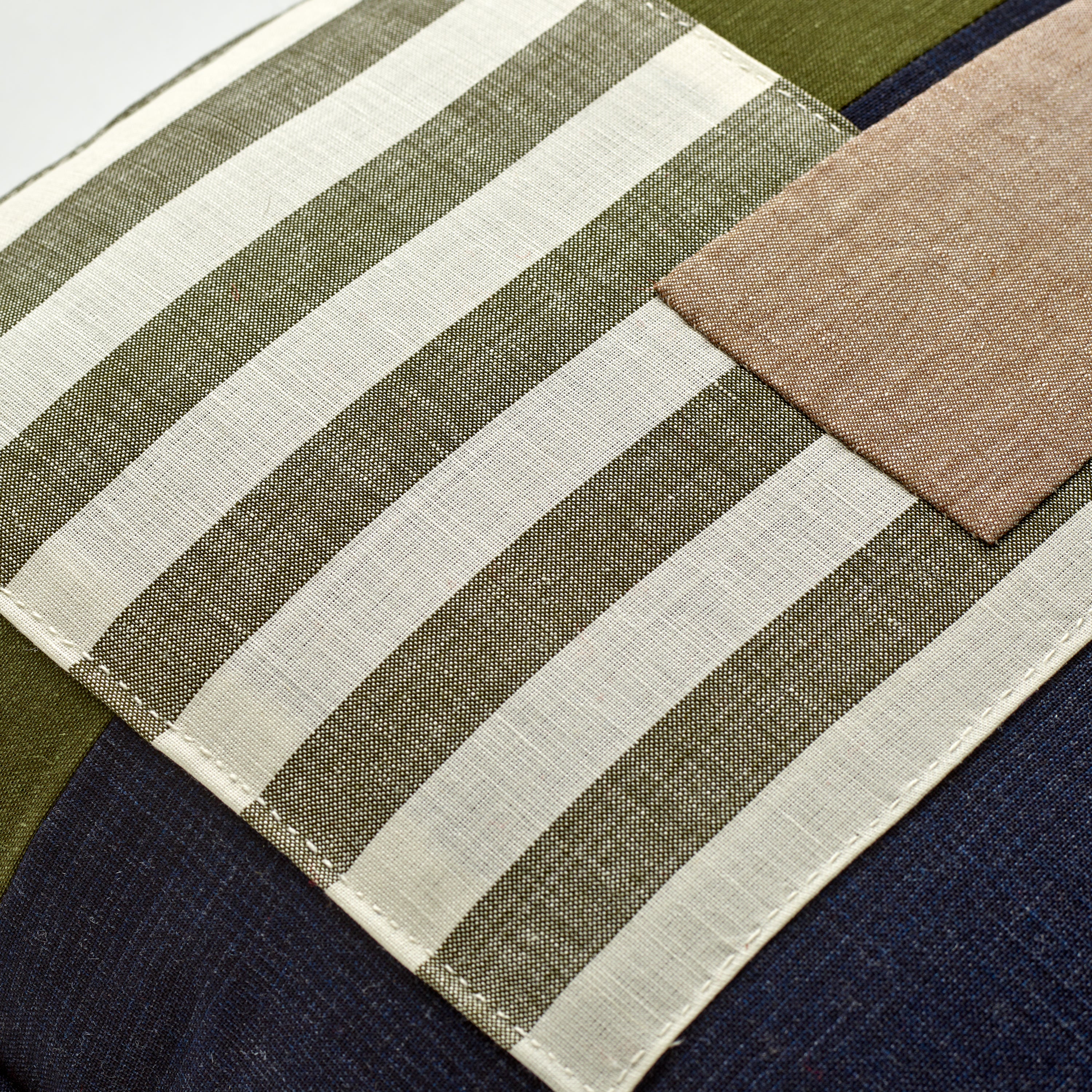 Fox Worsted Patchwork with Worsted Boating Stripe Cushion Cover