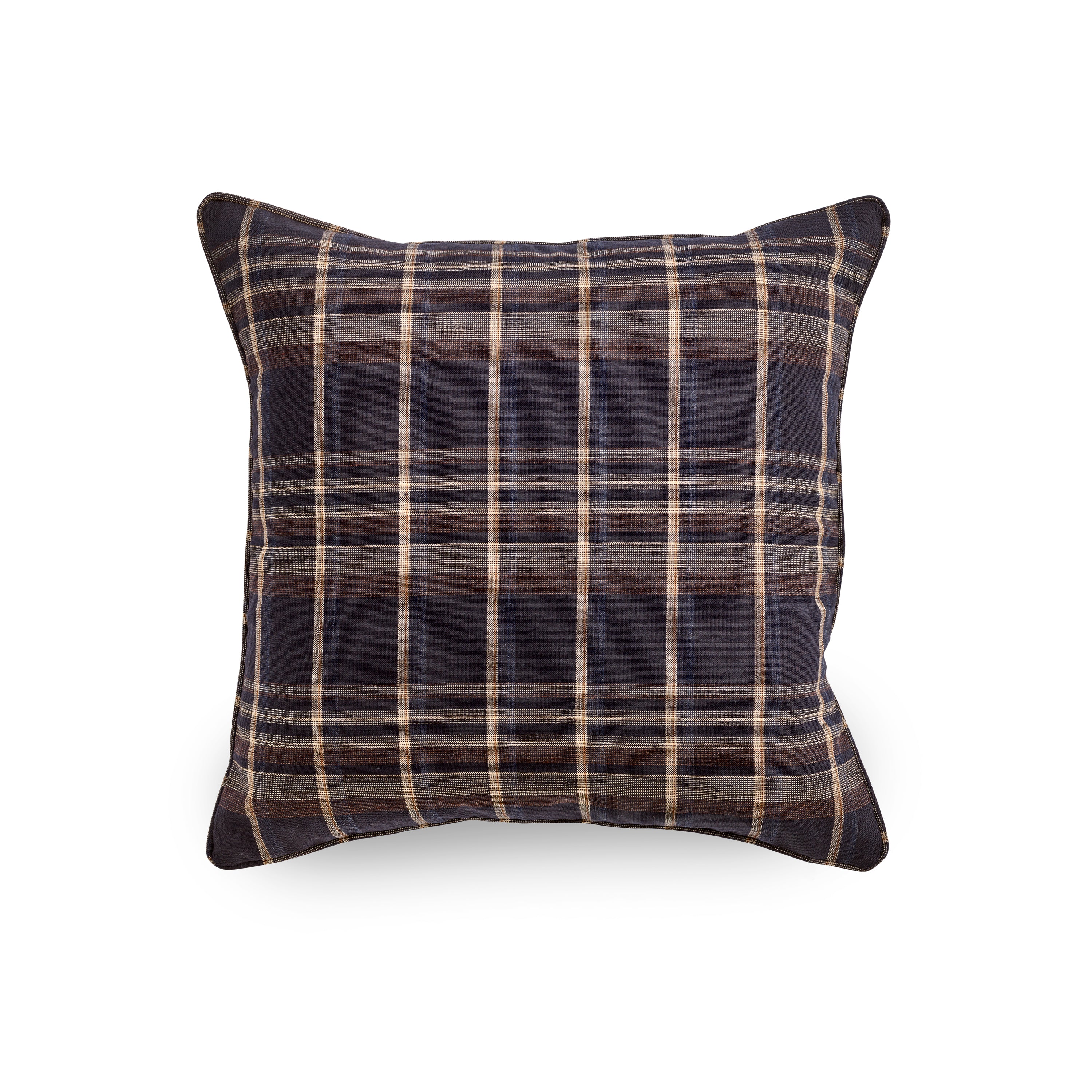 Fox Navy Madras Check Cushion Cover