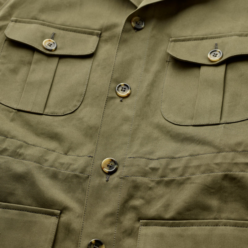 Khaki Green Cotton Twill Safari Jacket
