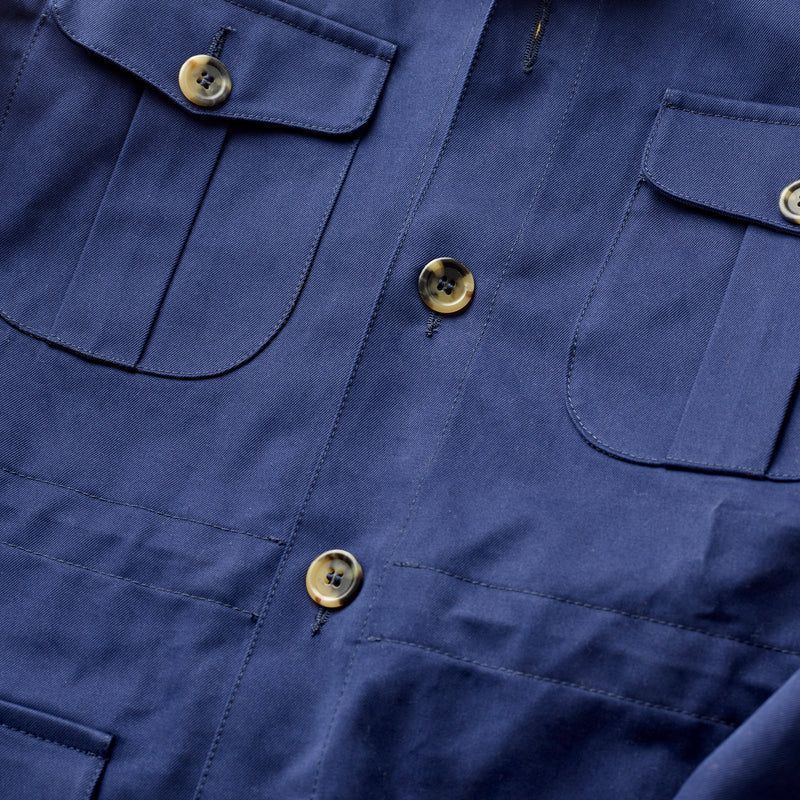 French Blue Cotton Twill Safari Jacket