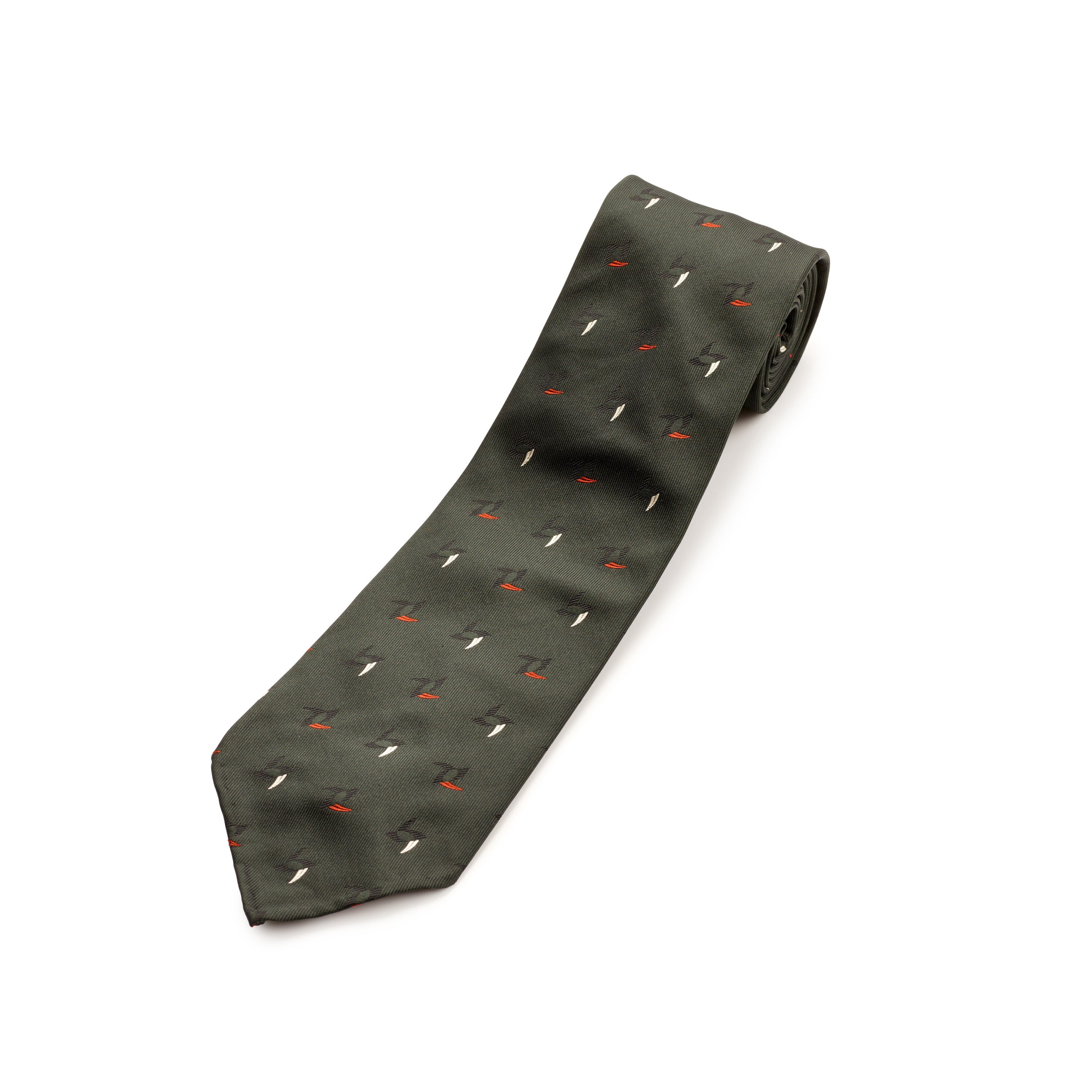 Tie Your Tie Deep Olive Silk Motif Tie