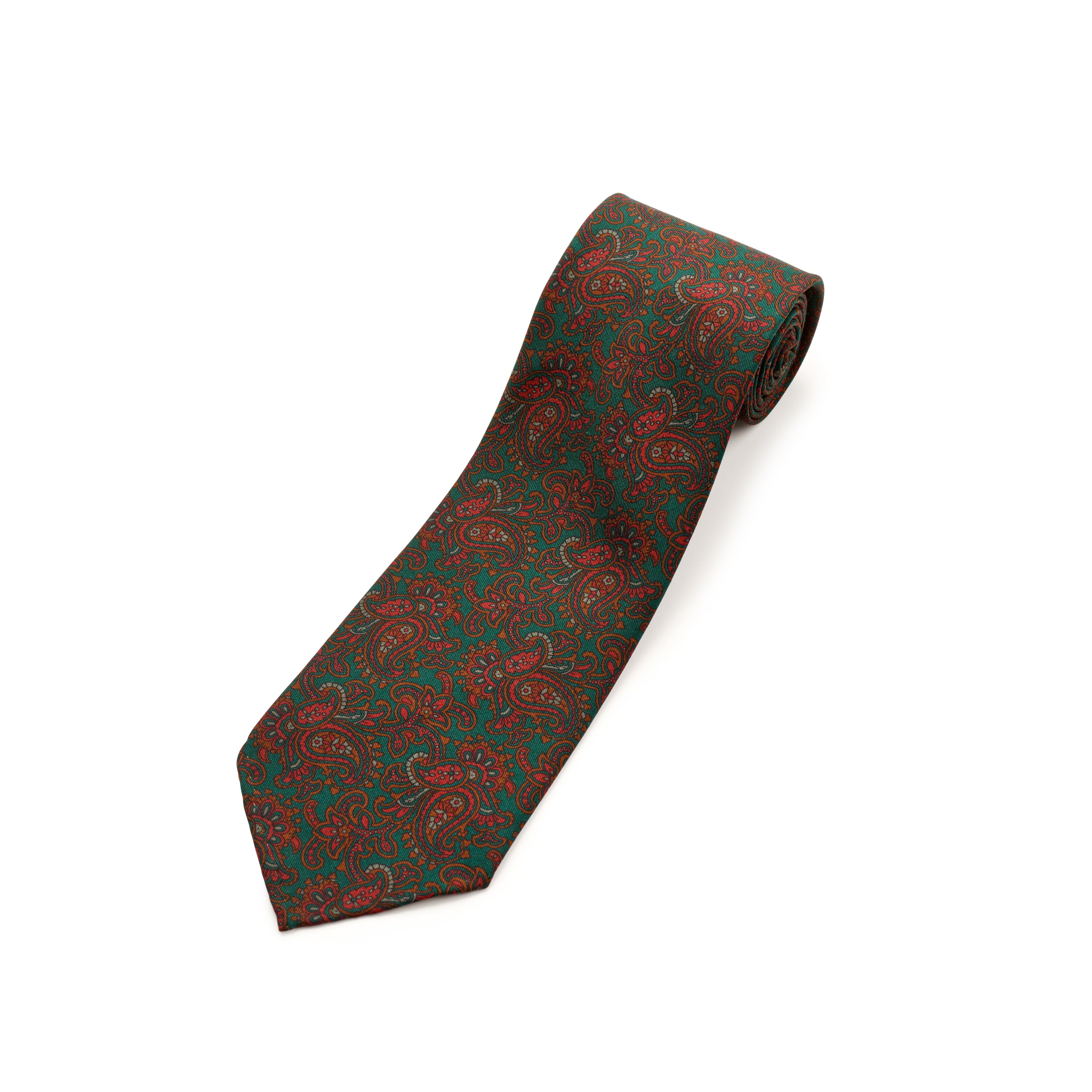 Tie Your Tie Dark Green Wool & Silk Paisley Tie