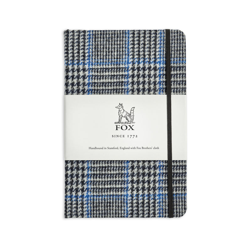 Fox Black & Ecru Glen Check with Blue Deco Medium Notebook