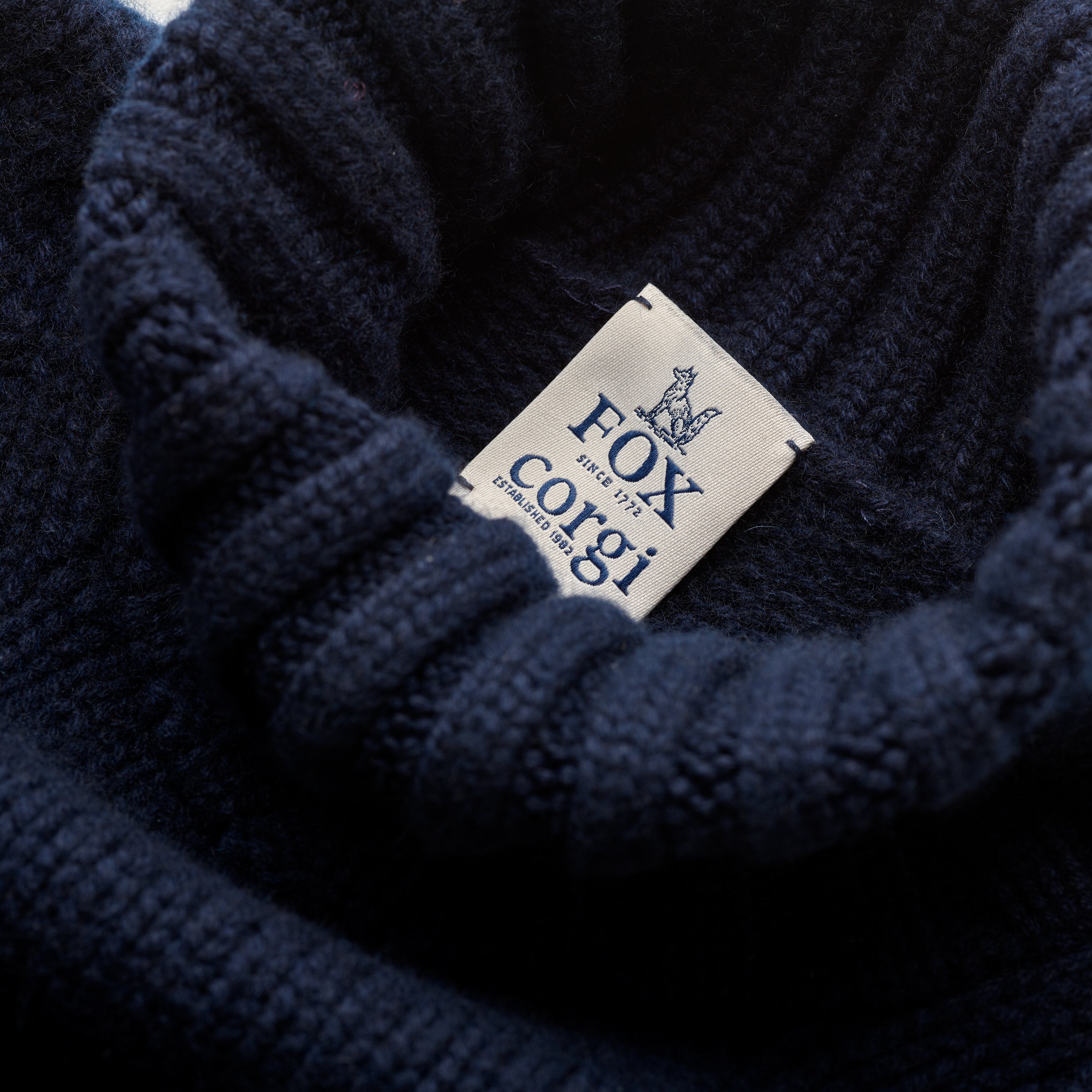 FOX x CORGI Dark Royal Blue Cashmere Roll Neck Pullover