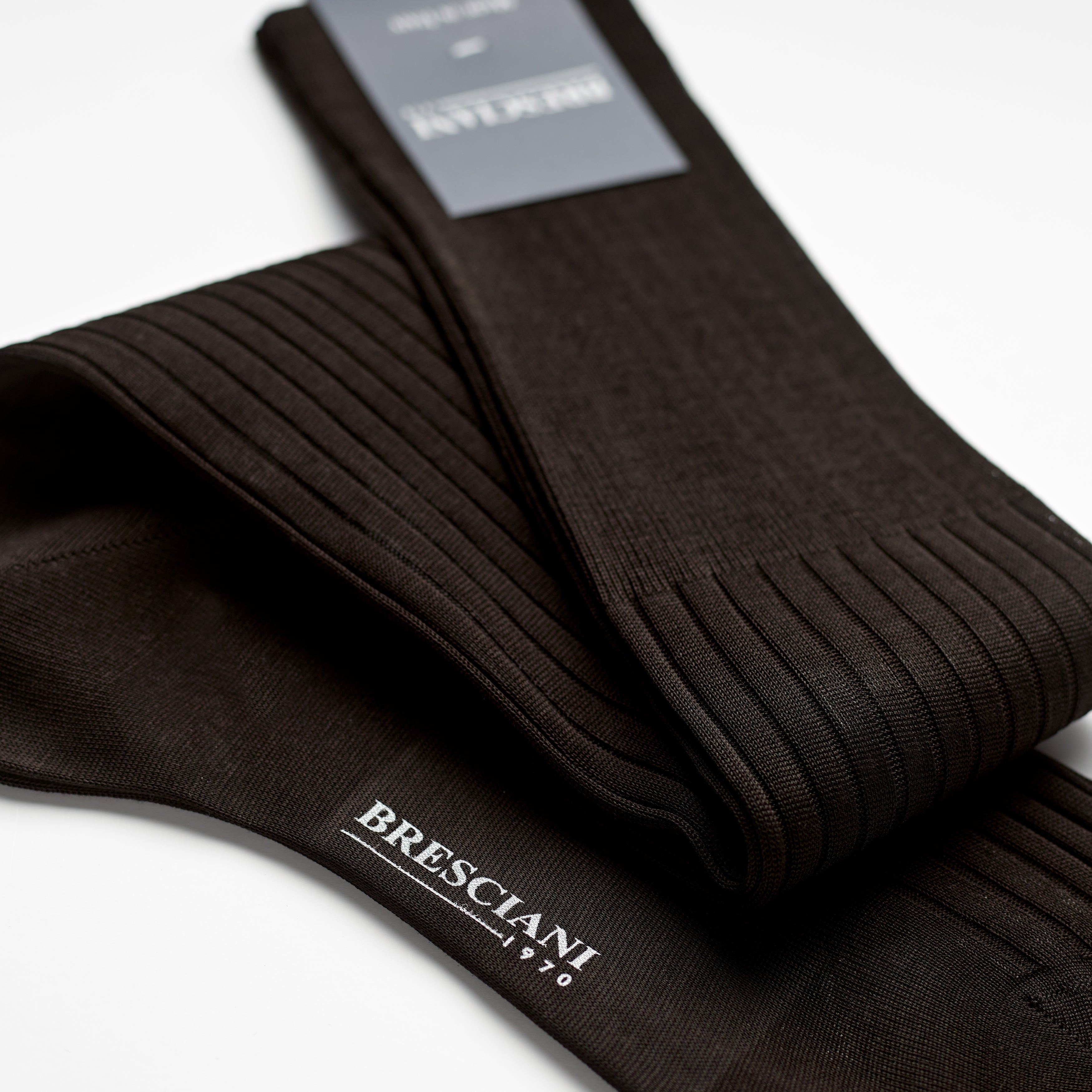 Bresciani Mens Long Sock: Dark Espresso Leg