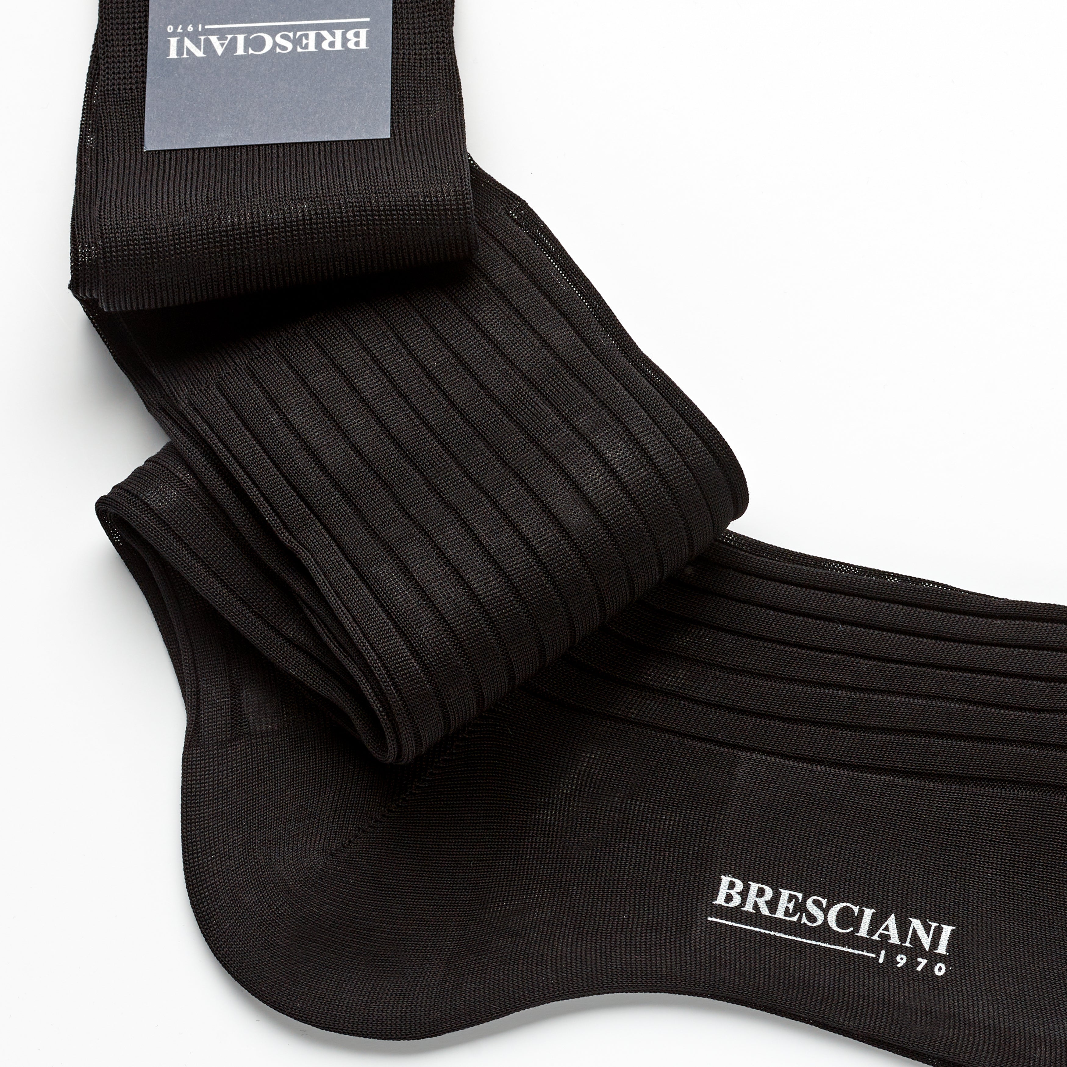 Bresciani Mens Long Sock: Black Leg
