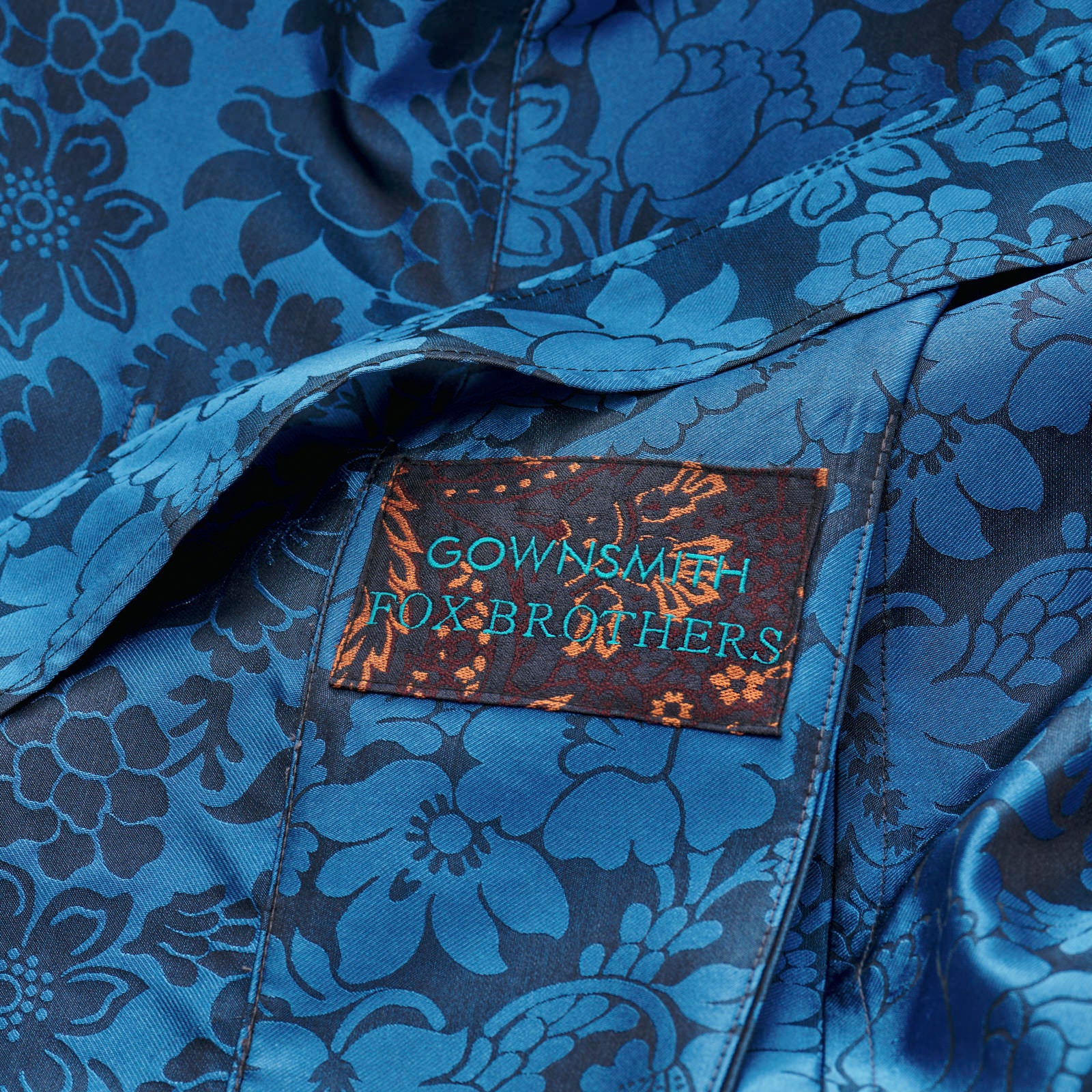 Fox Silk Baroque Lounge Gown in Bright Blue