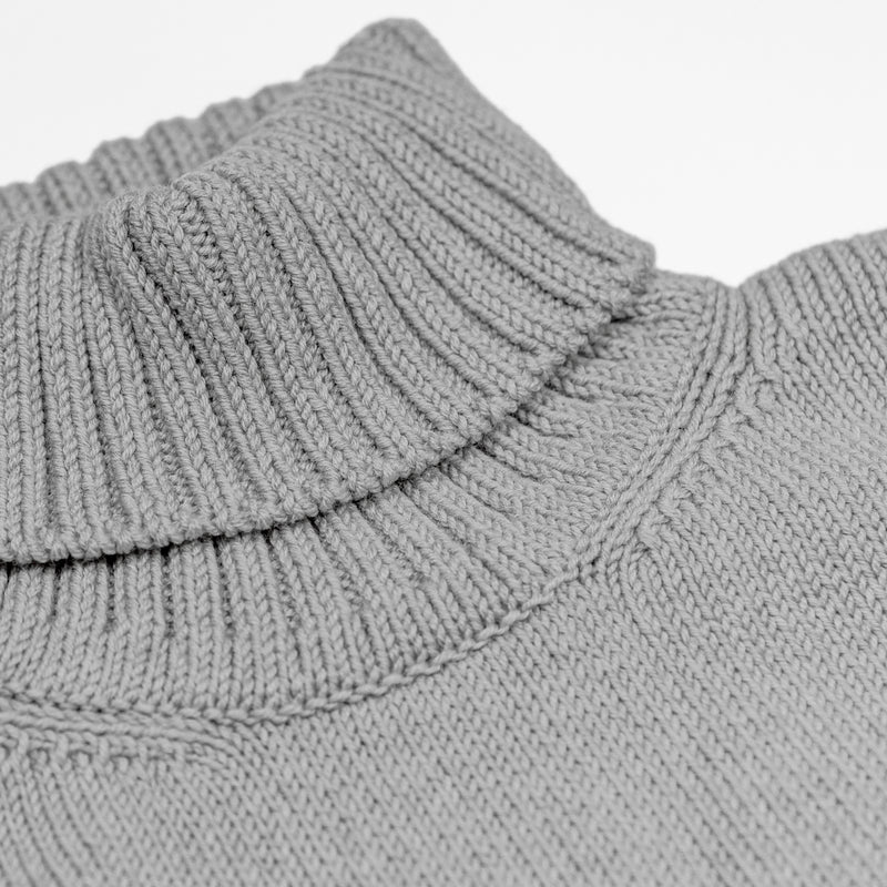 Racing Driver Knitted Roll Neck Jumper in Grey