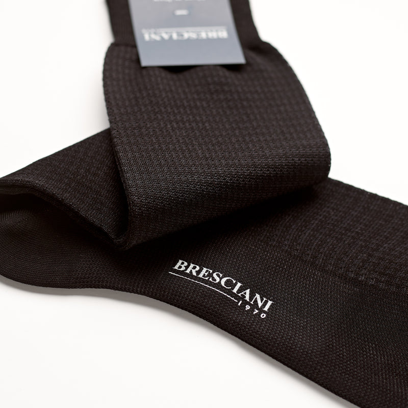Bresciani Short Sock: Black Houndstooth