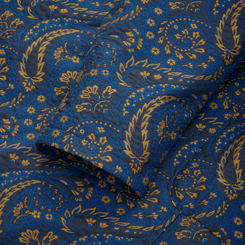 Fox Silk Paisley Lounge Gown in Blue and Gold