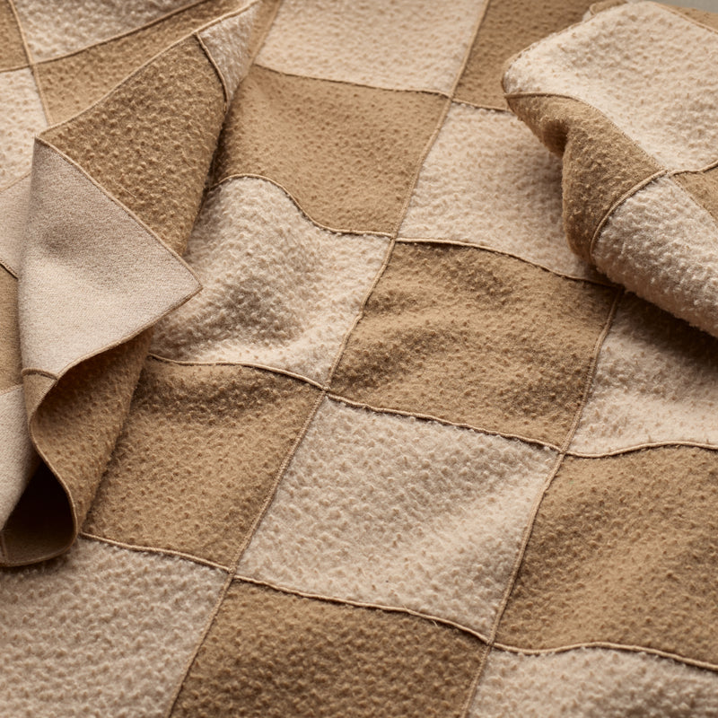 Caramel Large Wool Patchwork Blanket