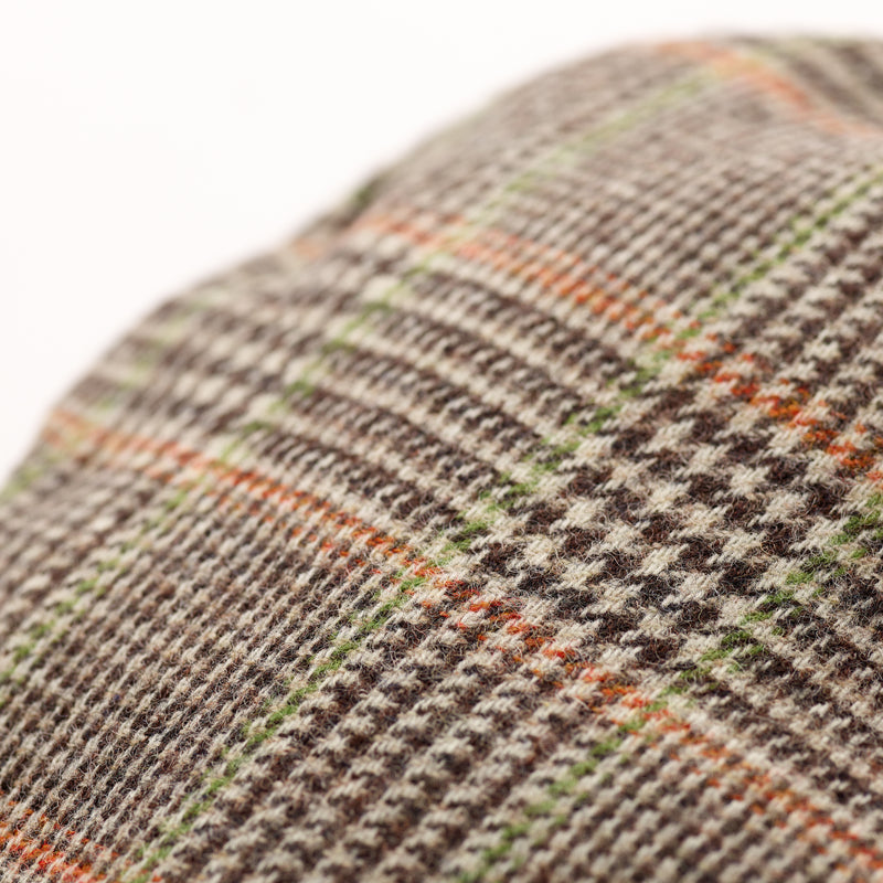 Fox Tweed Cap With Snap Brim In Chocolate Glen Check with Lime and Tangerine Deco Crown