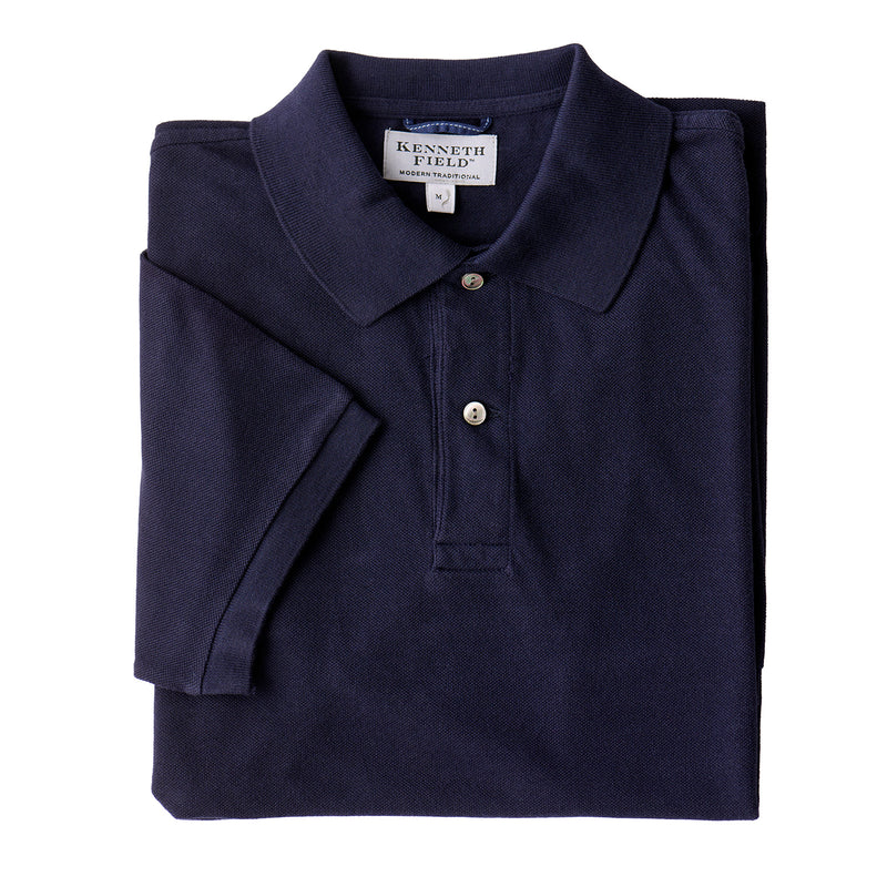 Kenneth Field Riviera Short Sleeve Knitted Piqué Polo Shirt Navy