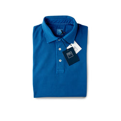Fedeli Classic Short Sleeve Knitted Pique Polo Shirt Riviera Blue