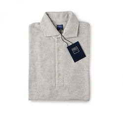 Fedeli Chest Pocket Polo in Ringspun Jersey Soft Grey