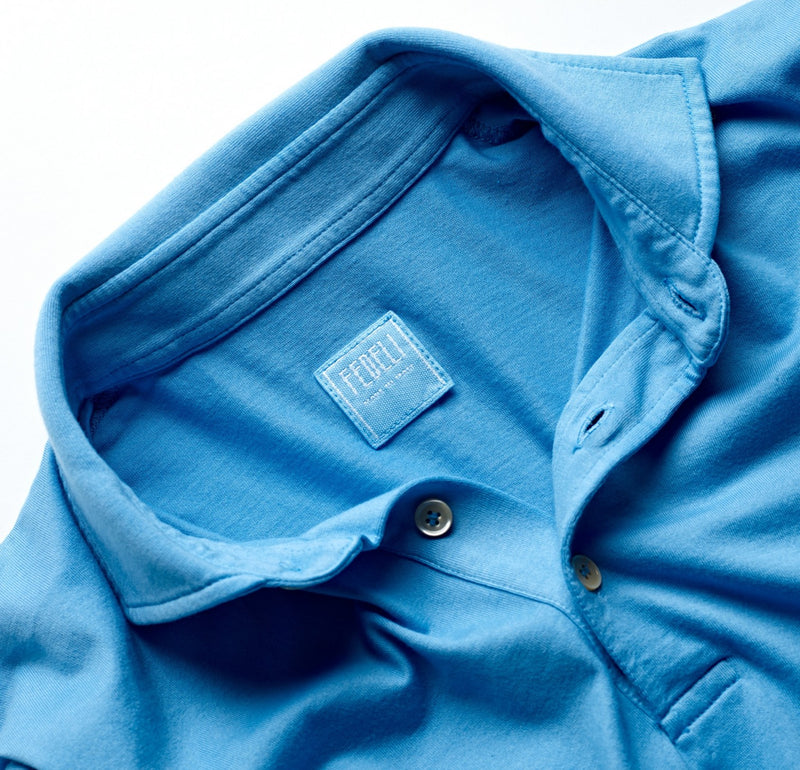 Fedeli Jersey Polo Shirt St Tropez Blue Collar