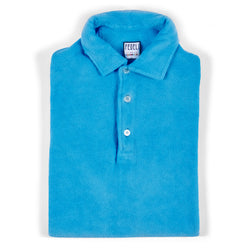 Fedeli Short Sleeve Terrycloth Polo Shirt in Capri