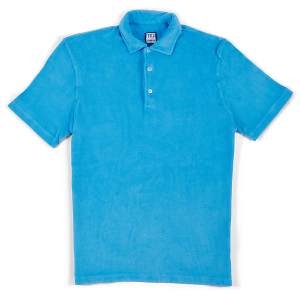 Fedeli Short Sleeve Terrycloth Polo Shirt in Capri