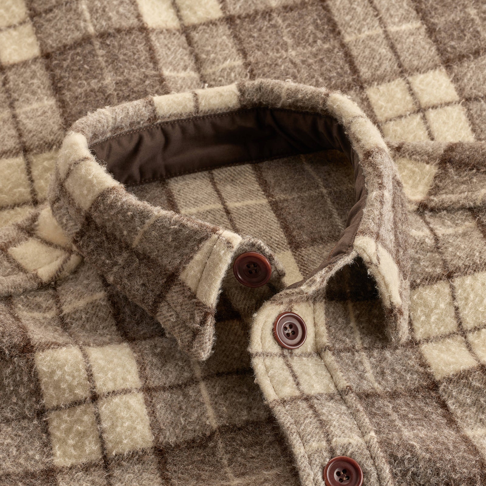 Tuscan Brown Check Casentino Wool Overshirt