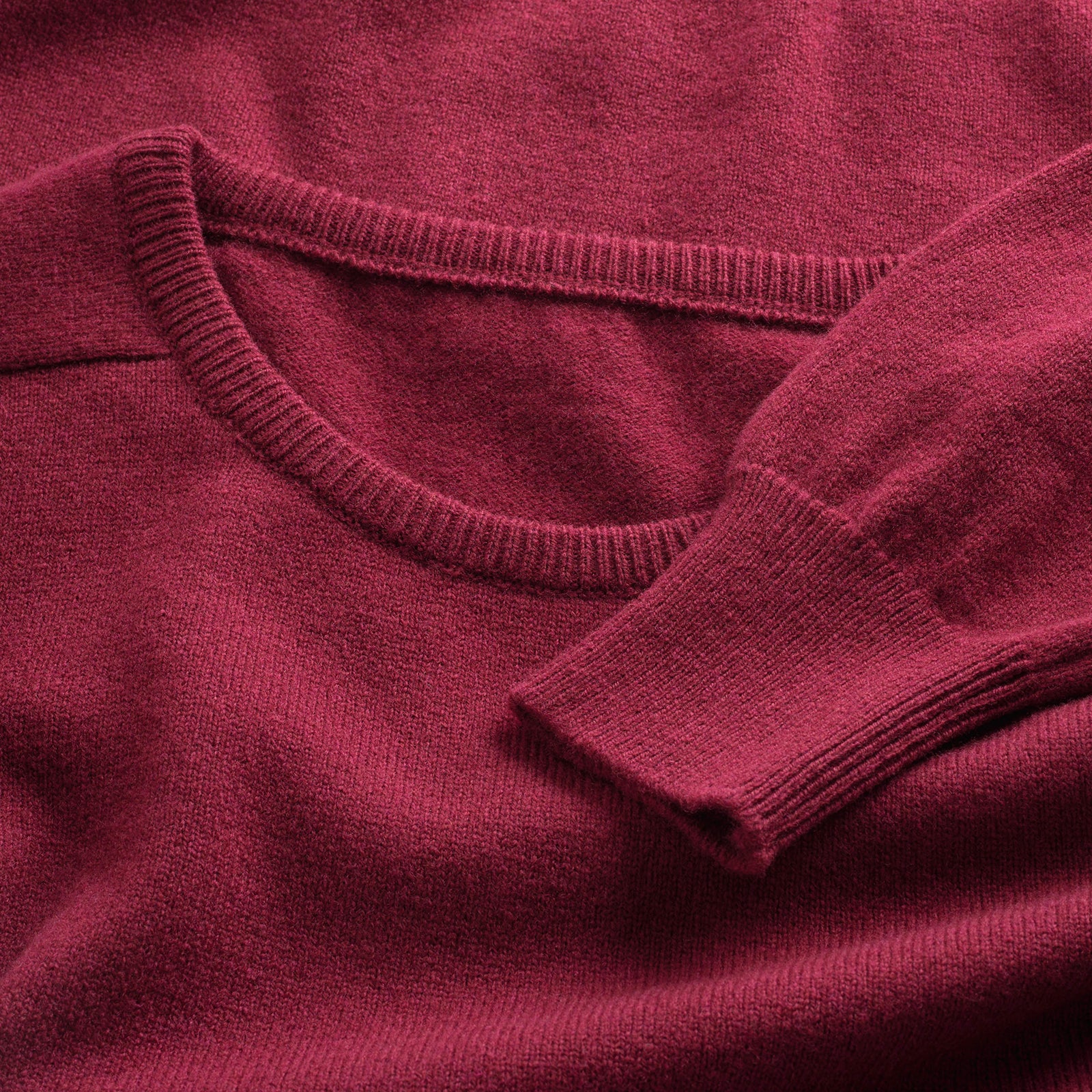 Rosewood Red 2 Ply Lambswool Crew Neck Jumper