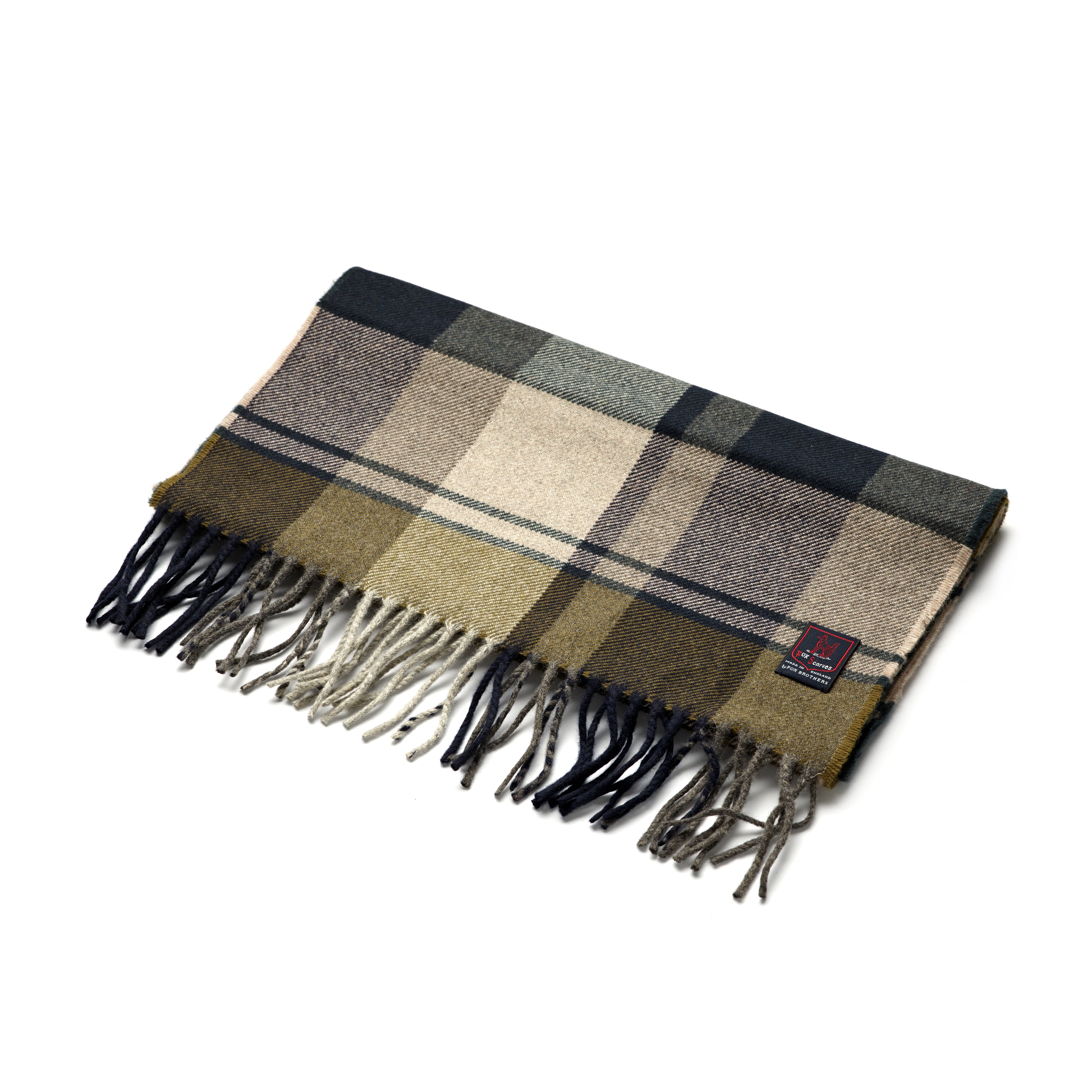 FoxBrothers-Luxury-51%-Cashmere-49%-Merino-Wool-Scarf-Green-Check.