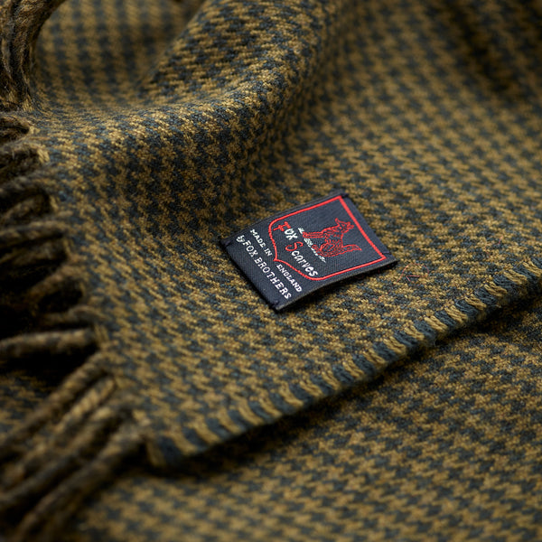 FoxBrothers-Luxury-51%-Cashmere-49%-Merino-Wool-Scarf-Green-Houndstooth-