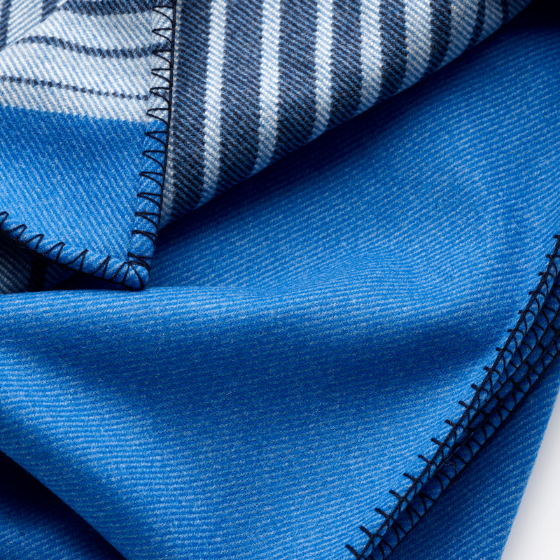 Fox Brothers Exmoor Stripe Blanket in Blue