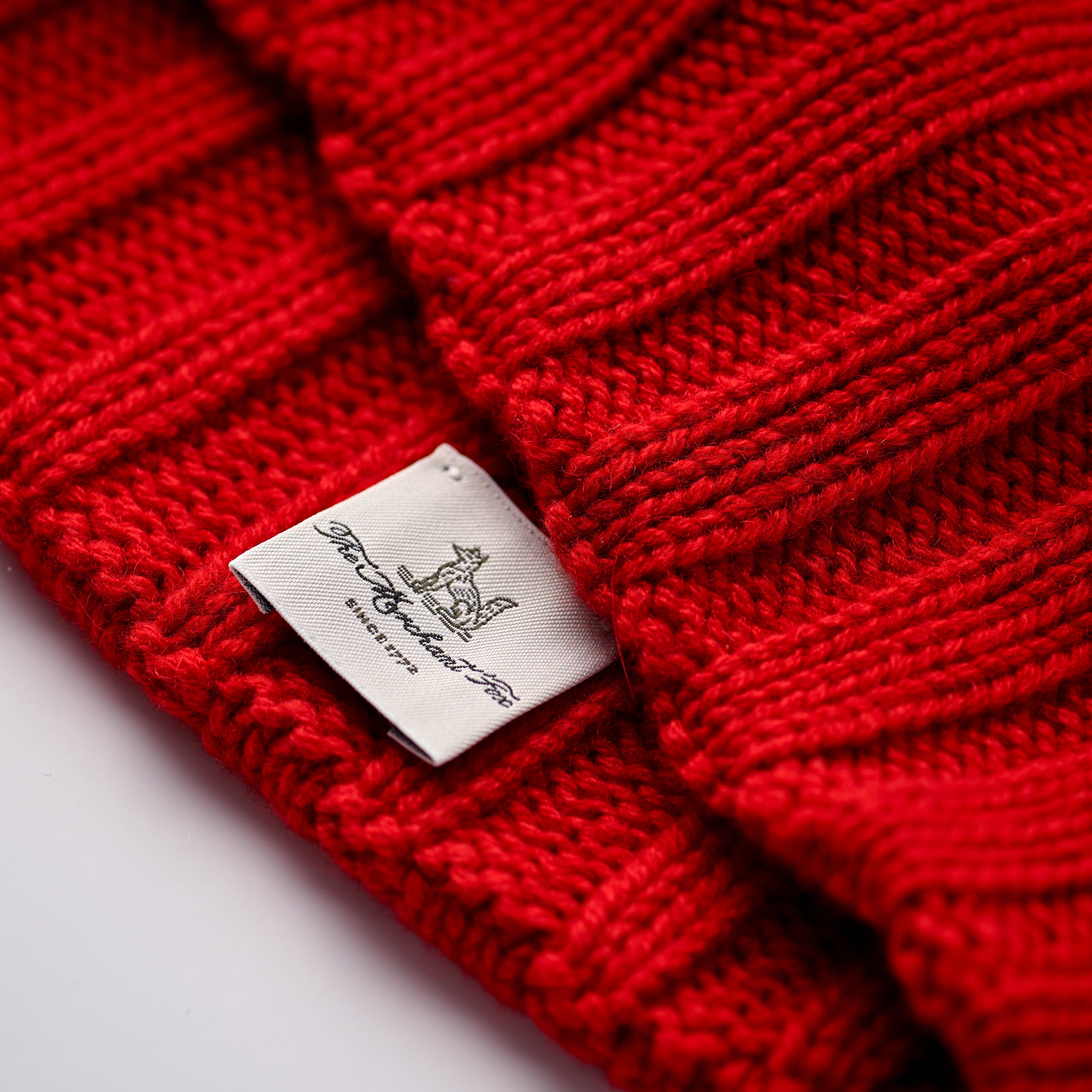 Red Knitted Cap 100% Cashmere Inner