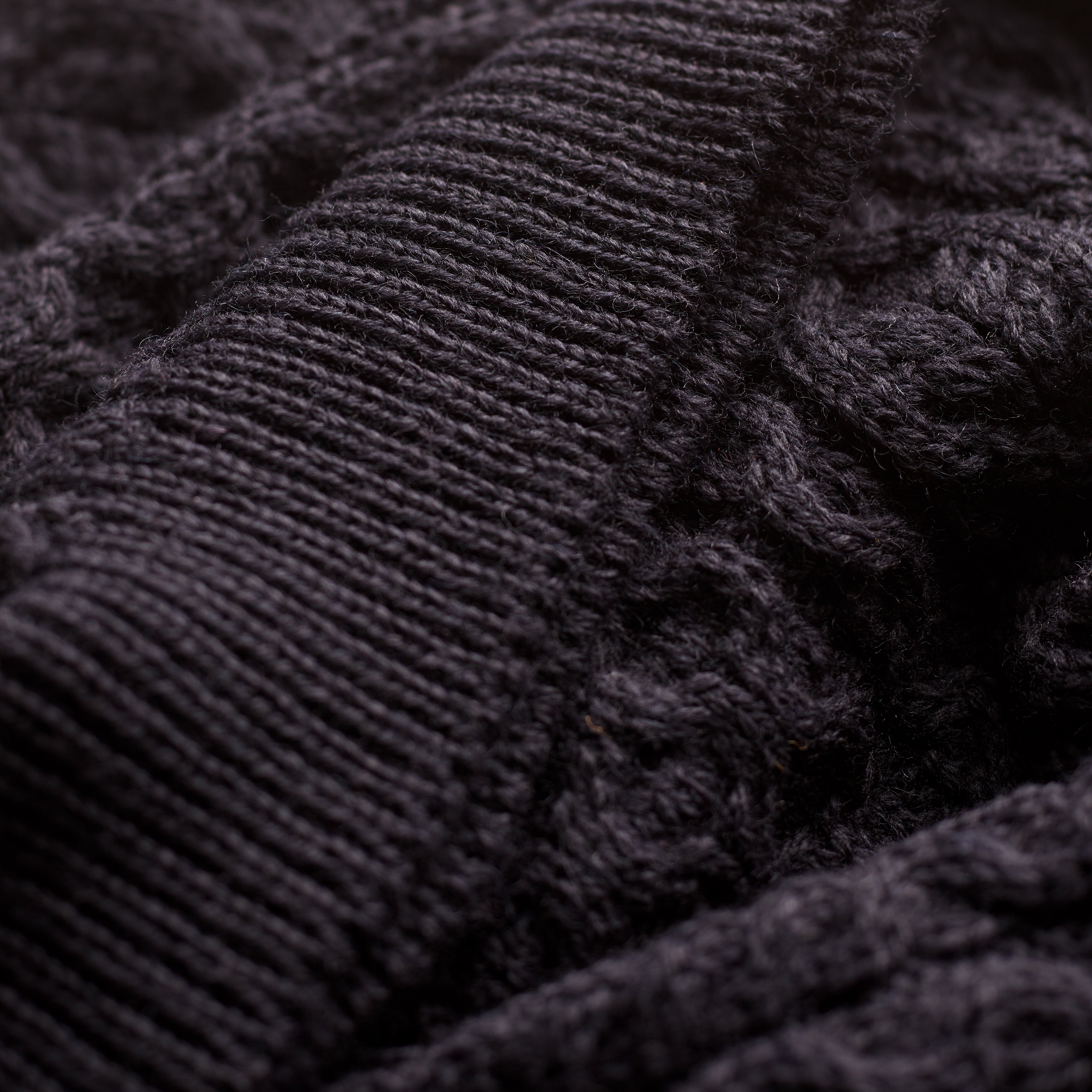 Navy Wool Cable Knit Jumper Hem