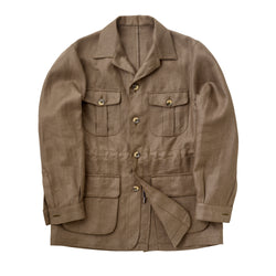 Fox Linen Herringbone Safari Jacket in Cobblestone