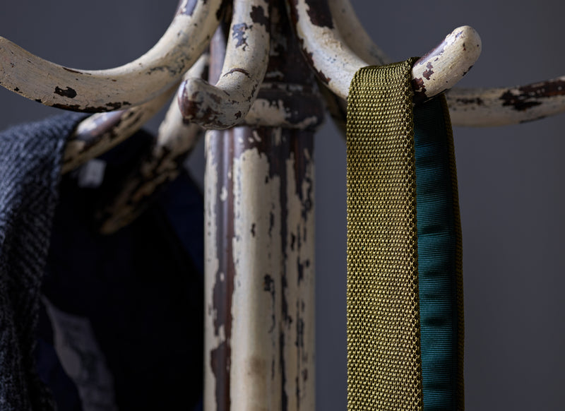 Moss Green Plain Silk Knitted Tie on Coat Stand
