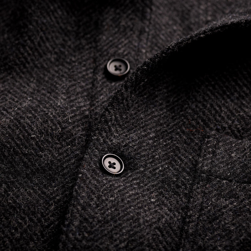 Charcoal & Black Herringbone Utility Jacket