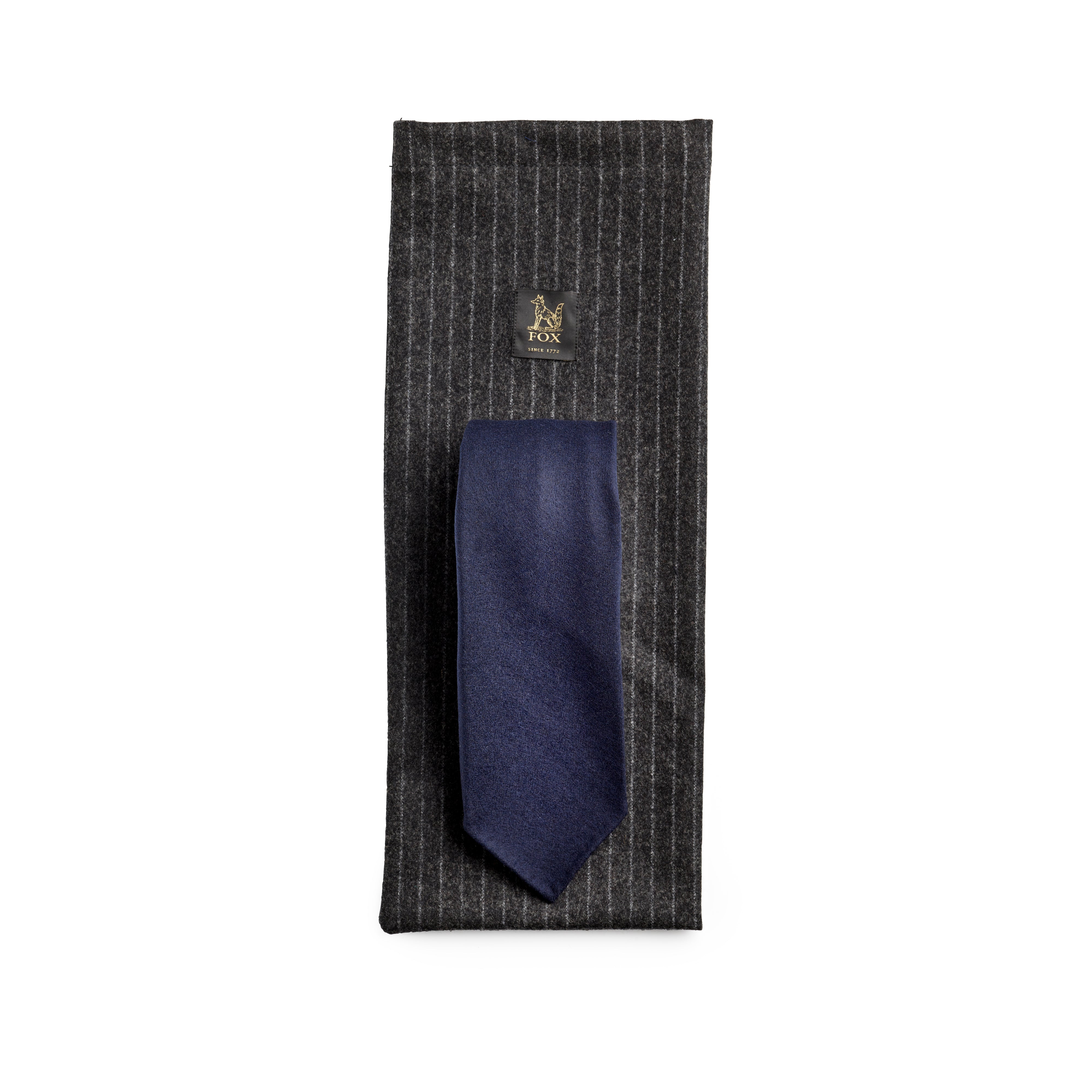 Fox 4 Fold Deep Navy Flannel Tie