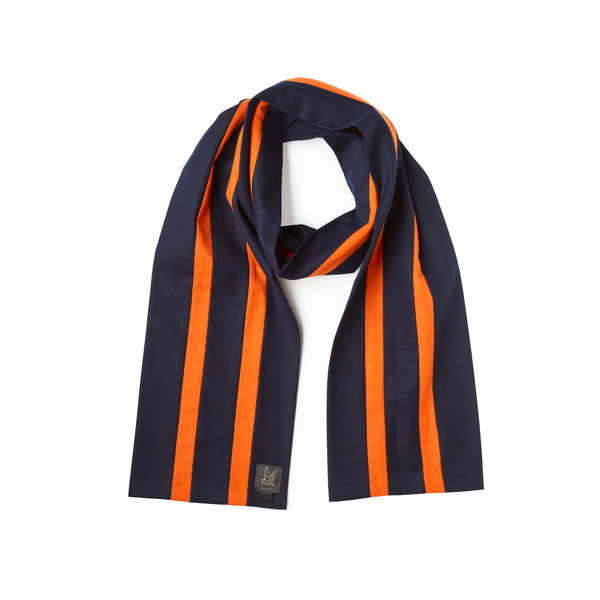 Fox Brothers Navy and Bright Orange College Scarf
