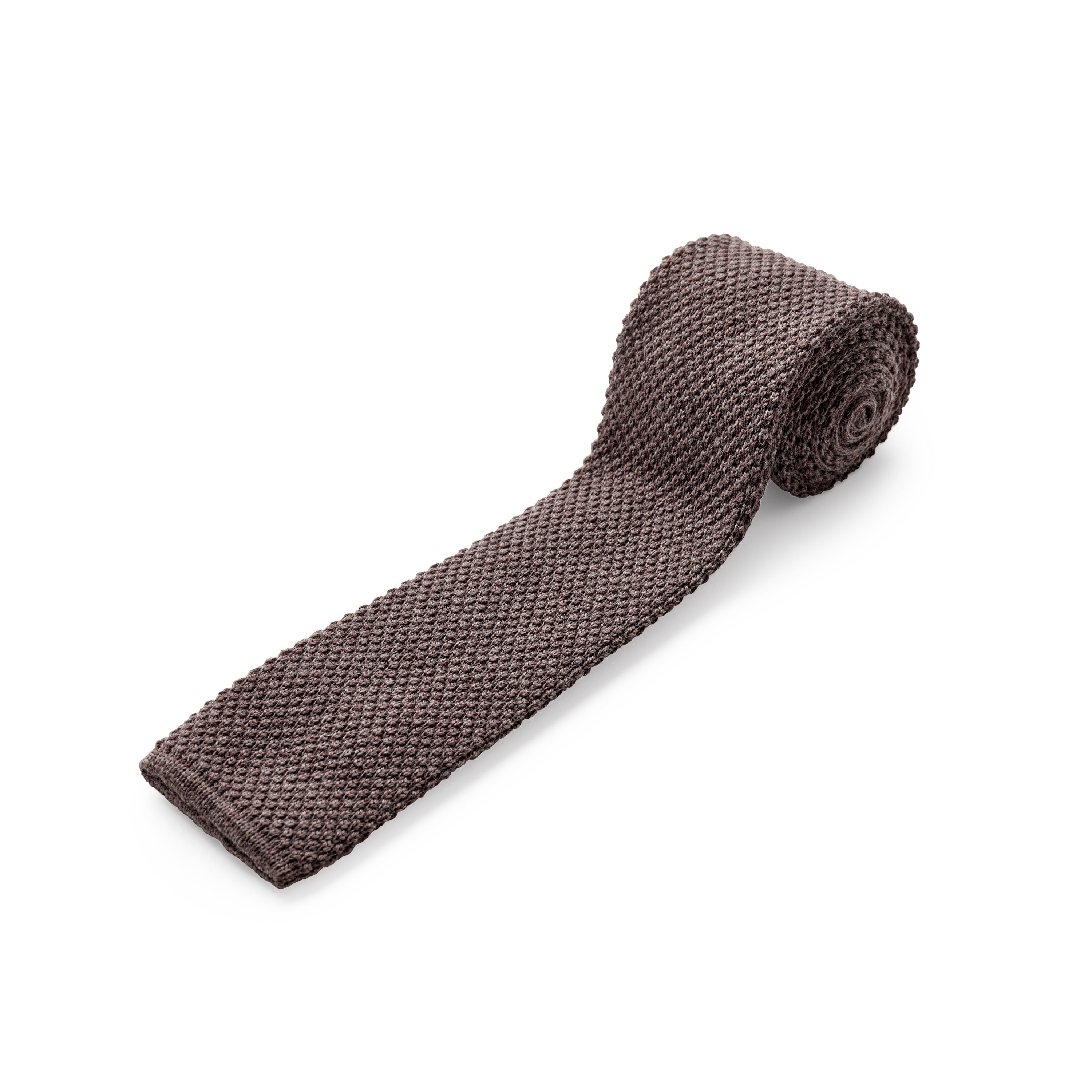 Tree Bark Grey Plain Wool Knitted Tie